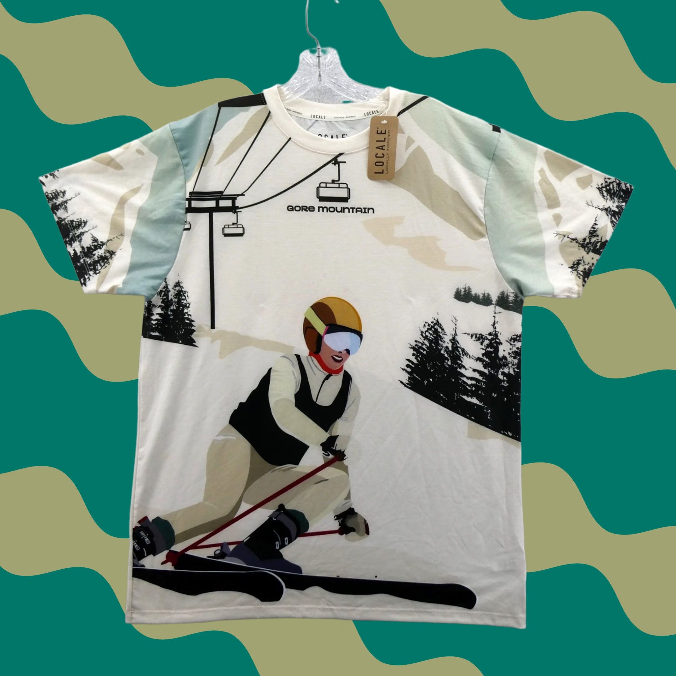 Locale Shirt Mens Large Gore Mountain Ski Resort Graphic White Short Sleeve New, Men's