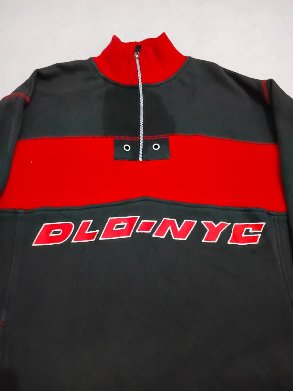 Vintage Vtg DLO NYC embroidery 1/4 ZIP pullover 90s HipHop fashion Size US XL / EU 56 / 4 - 1 Thumbnail
