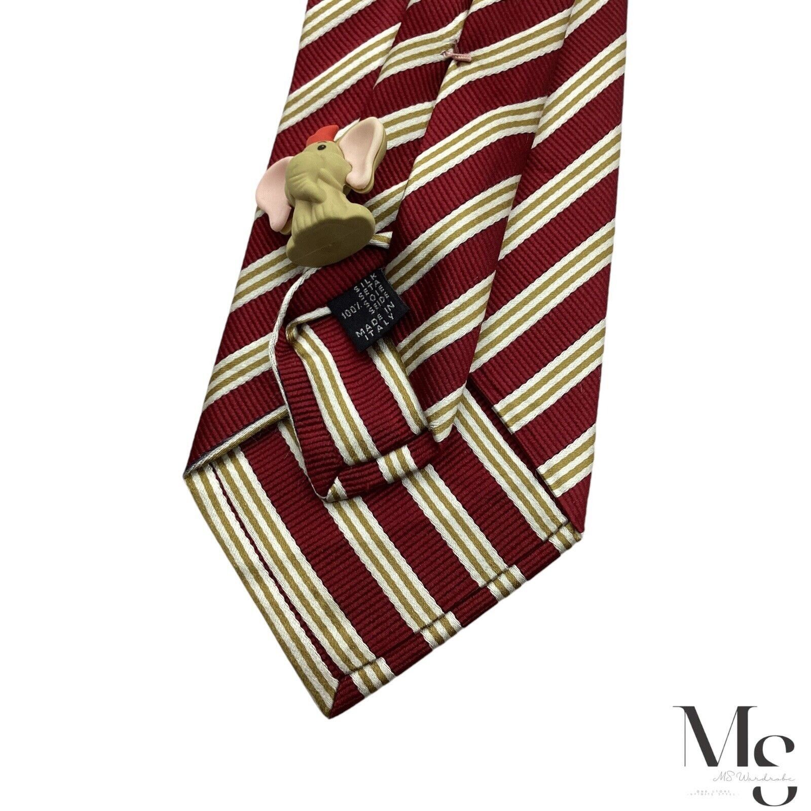 Paul Stuart PAUL STUART XL Red Striped Silk Tie Made In Italy W:3.5" EX Size ONE SIZE - 5 Thumbnail