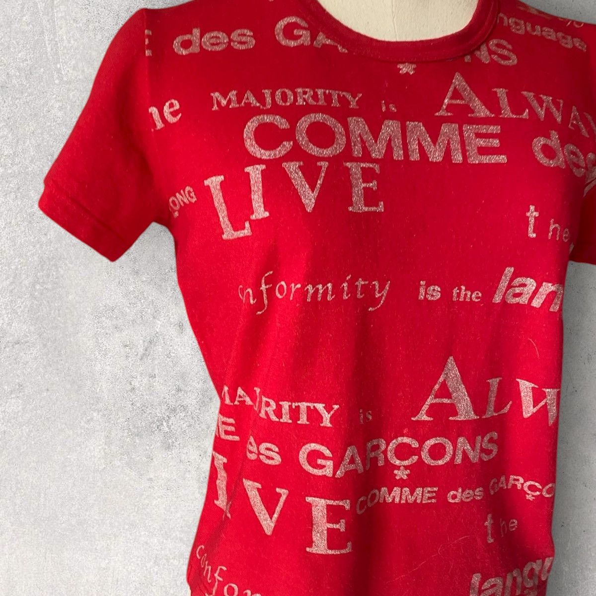 Comme des Garcons Fall 2003 Logo Print Wool T Shirt Size M / US 6-8 / IT 42-44 - 3 Thumbnail