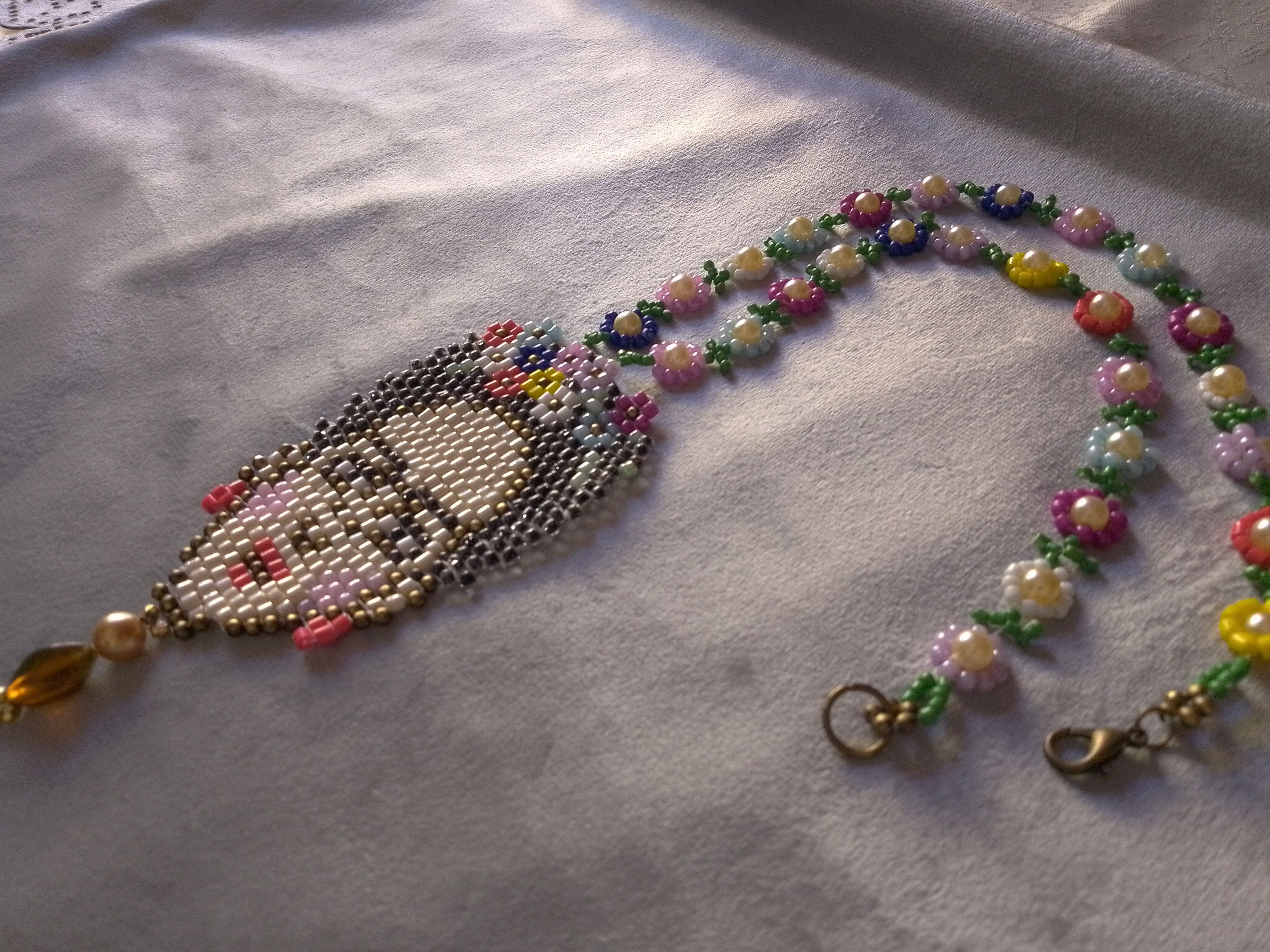 Handmade Necklace. Long. Flower. Pearls. Frida beaded pendant Size ONE SIZE - 5 Thumbnail