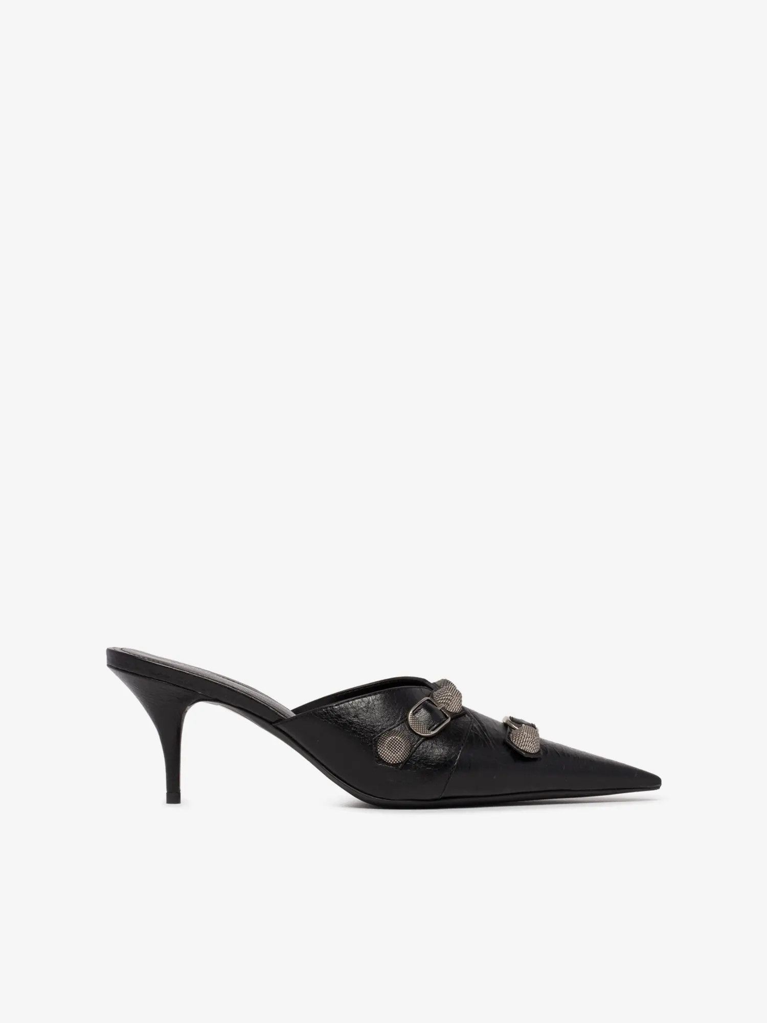Balenciaga o1s1rm1024 Cagole 70mm Mules in Black/Silver Size US 10 / IT 40 - 1 Thumbnail