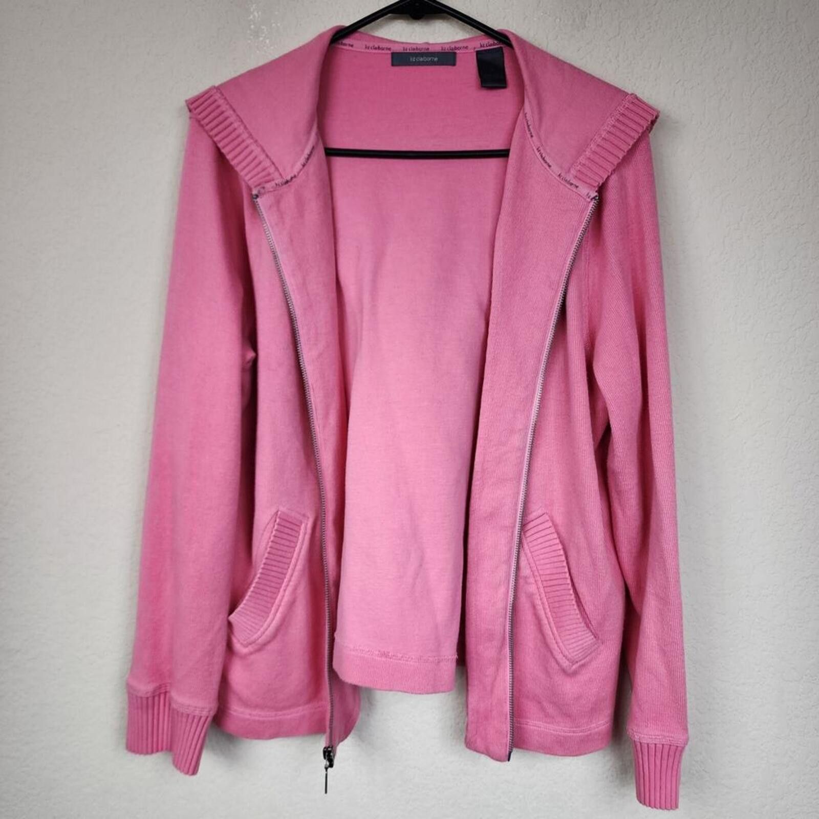 Other 100% Cotton Medium Liz Claiborne Pink Long Sleeve Jacket Size M / US 6-8 / IT 42-44 - 1 Thumbnail