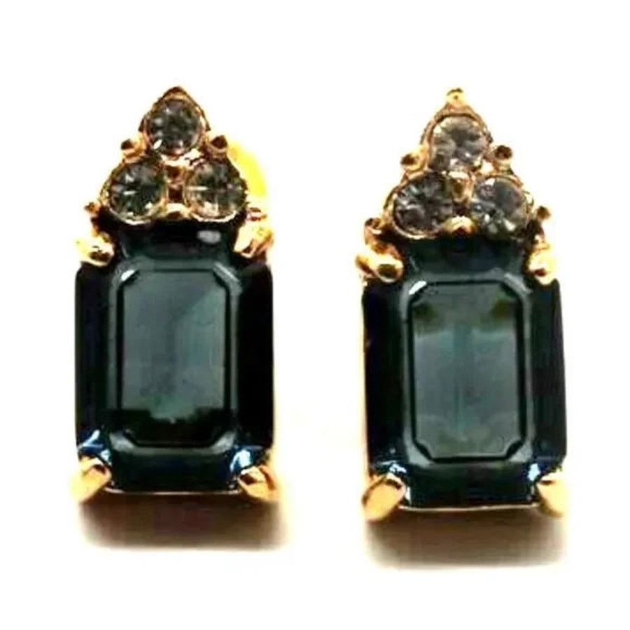 Other Vintage Roman Faux Sapphire Blue Earrings •Goldtone •Pierced Size ONE SIZE - 2 Thumbnail