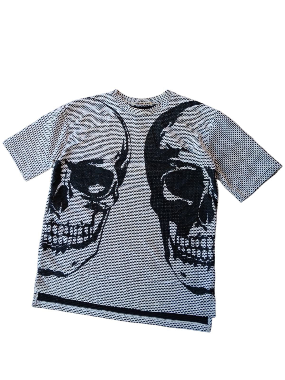 Japanese Brand Sensual PMA big skull pattern double layer mesh tee Size US L / EU 52-54 / 3 - 2 Thumbnail