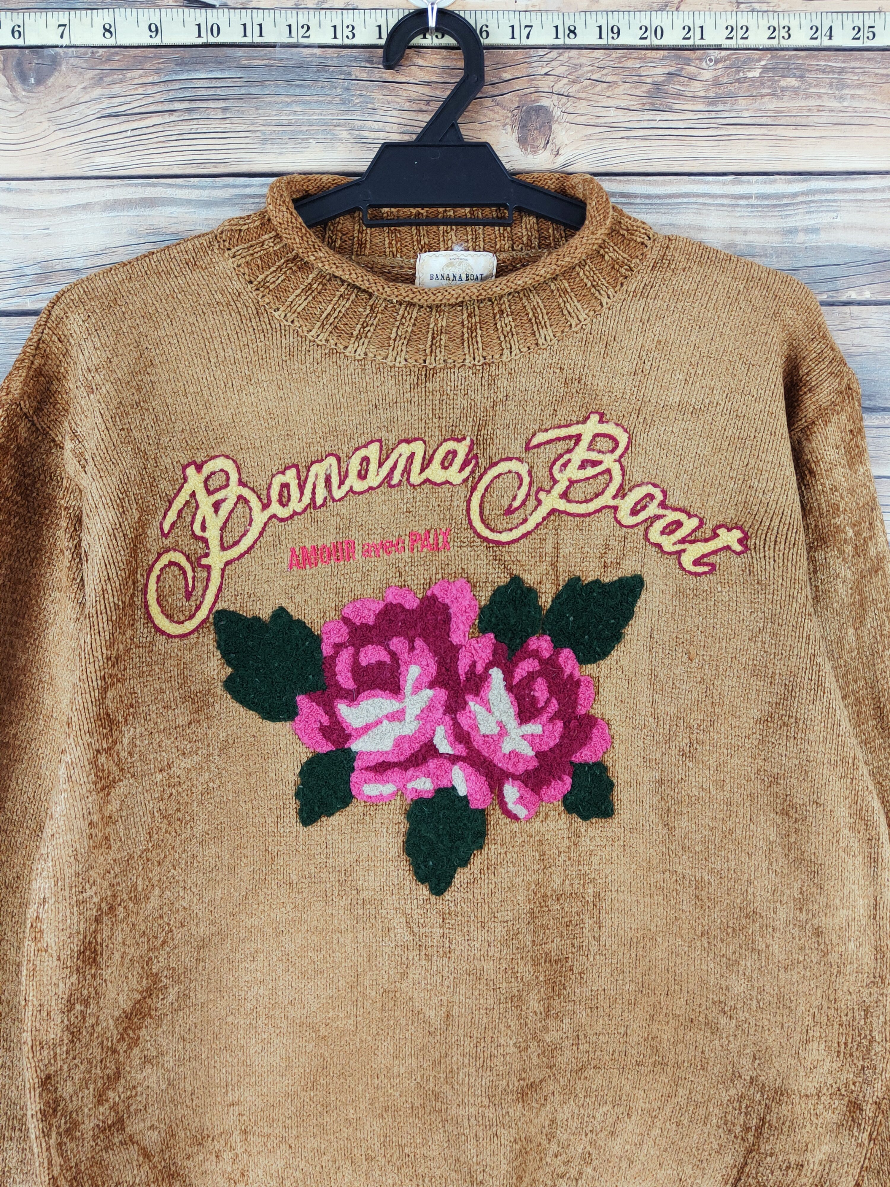 Homespun Knitwear × Japanese Brand × Vintage Banana Boat Brown Flower Knitwear Sweatshirts #W999 Size M / US 6-8 / IT 42-44 - 3 Thumbnail