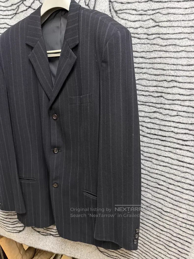 Yohji Yamamoto Yohji Yamamoto size l Thick Wool Stripe Loose blazer Size 38S - 2 Thumbnail