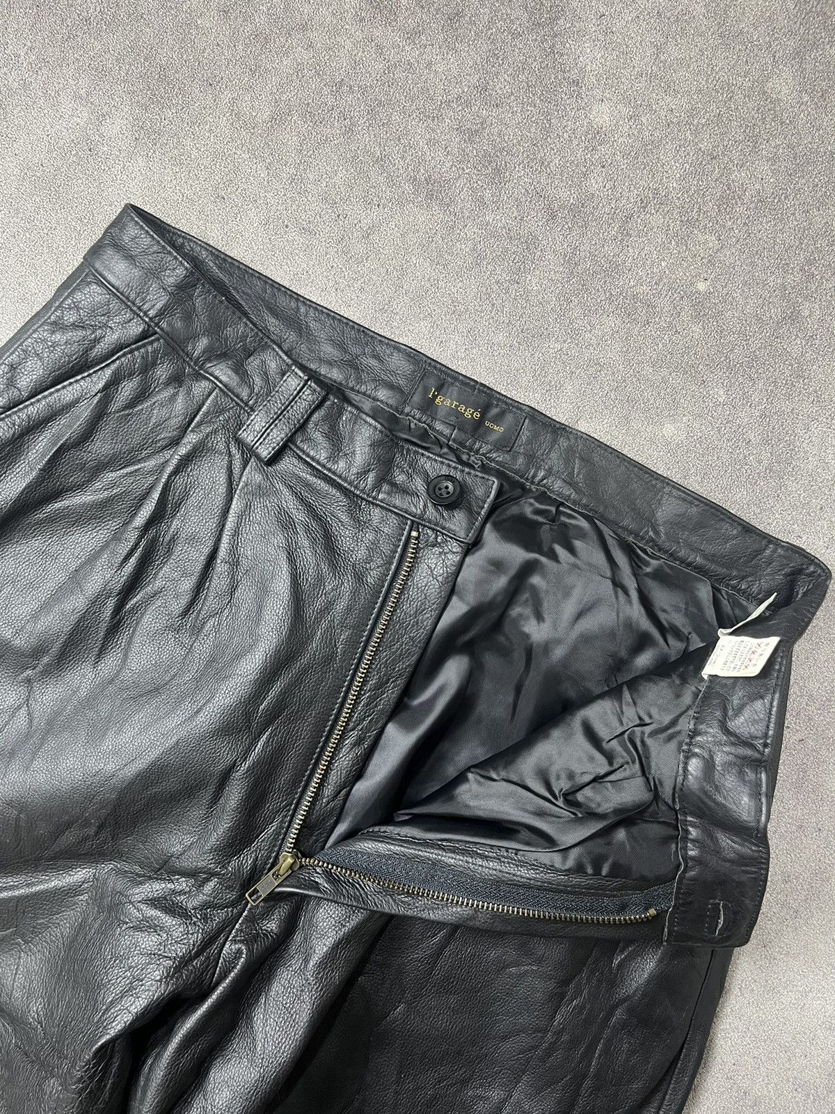 Vintage I garage uomo leather double tuck pants Size US 33 - 5 Thumbnail