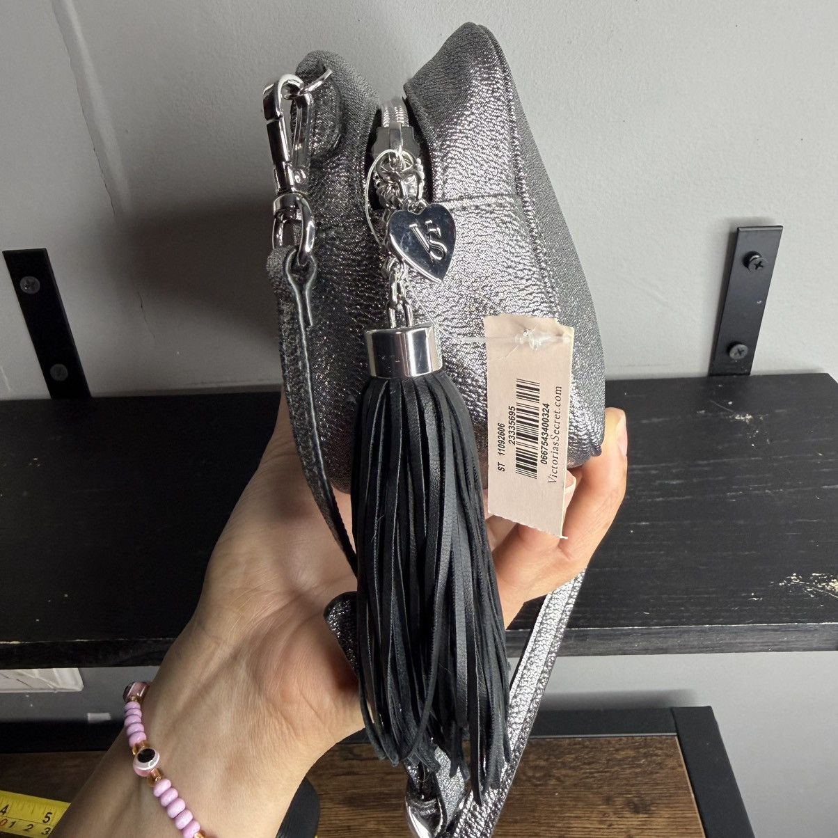 Victoria's Secret Victoria's Secret Metallic Silver Mini Crossbody with Tassel Size ONE SIZE - 3 Thumbnail