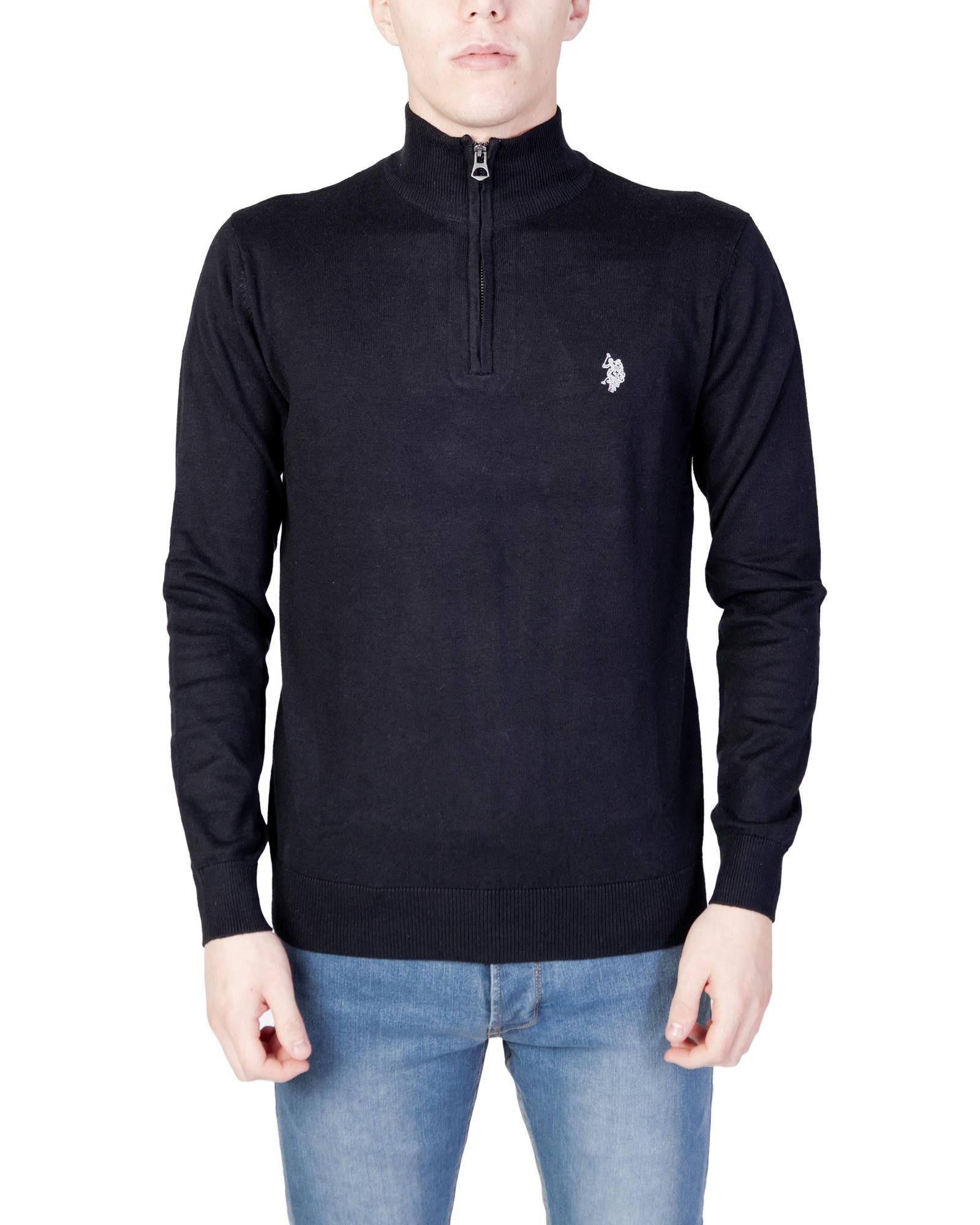 image of U S Polo Assn Turtleneck Knitwear With Zip in Black, Men's (Size Large)