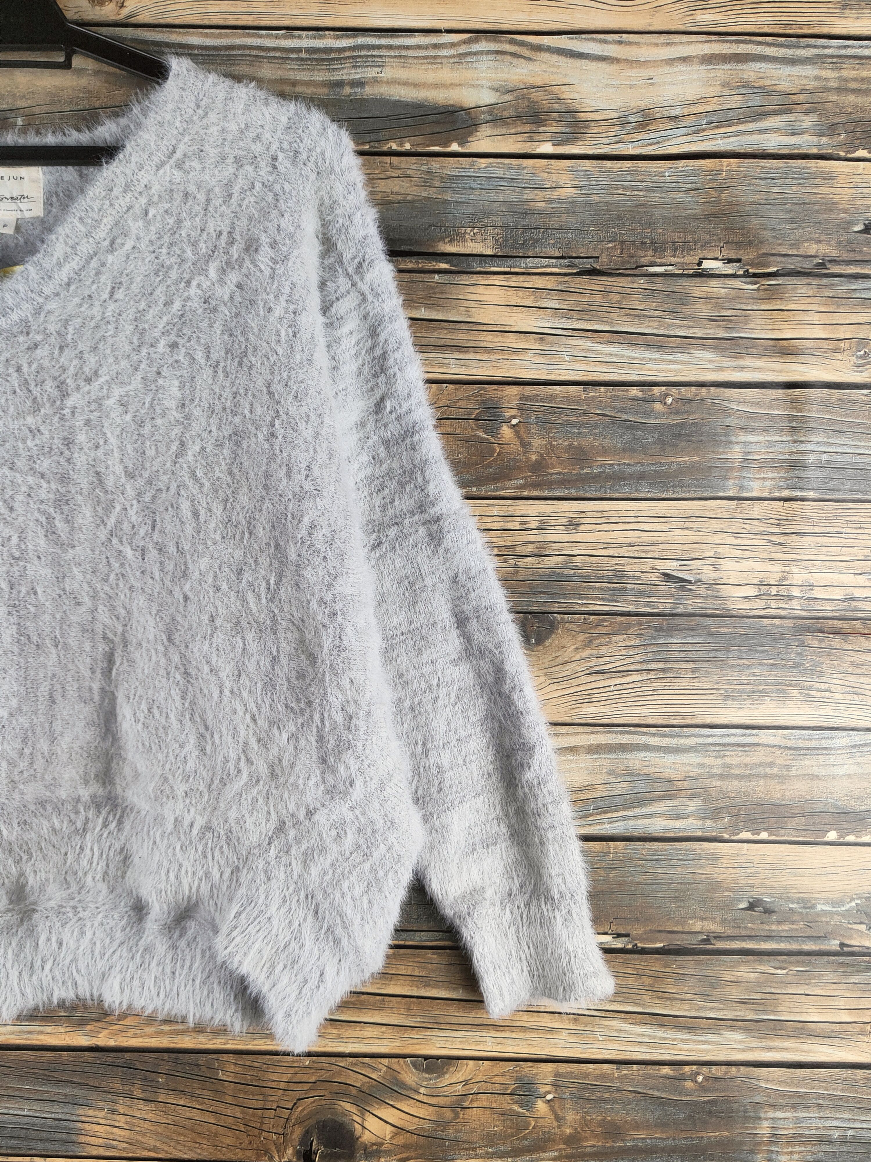 Japanese Brand DL Lejun Gray Fur Mohair Knitwear #46-967 Size L / US 10 / IT 46 - 5 Thumbnail