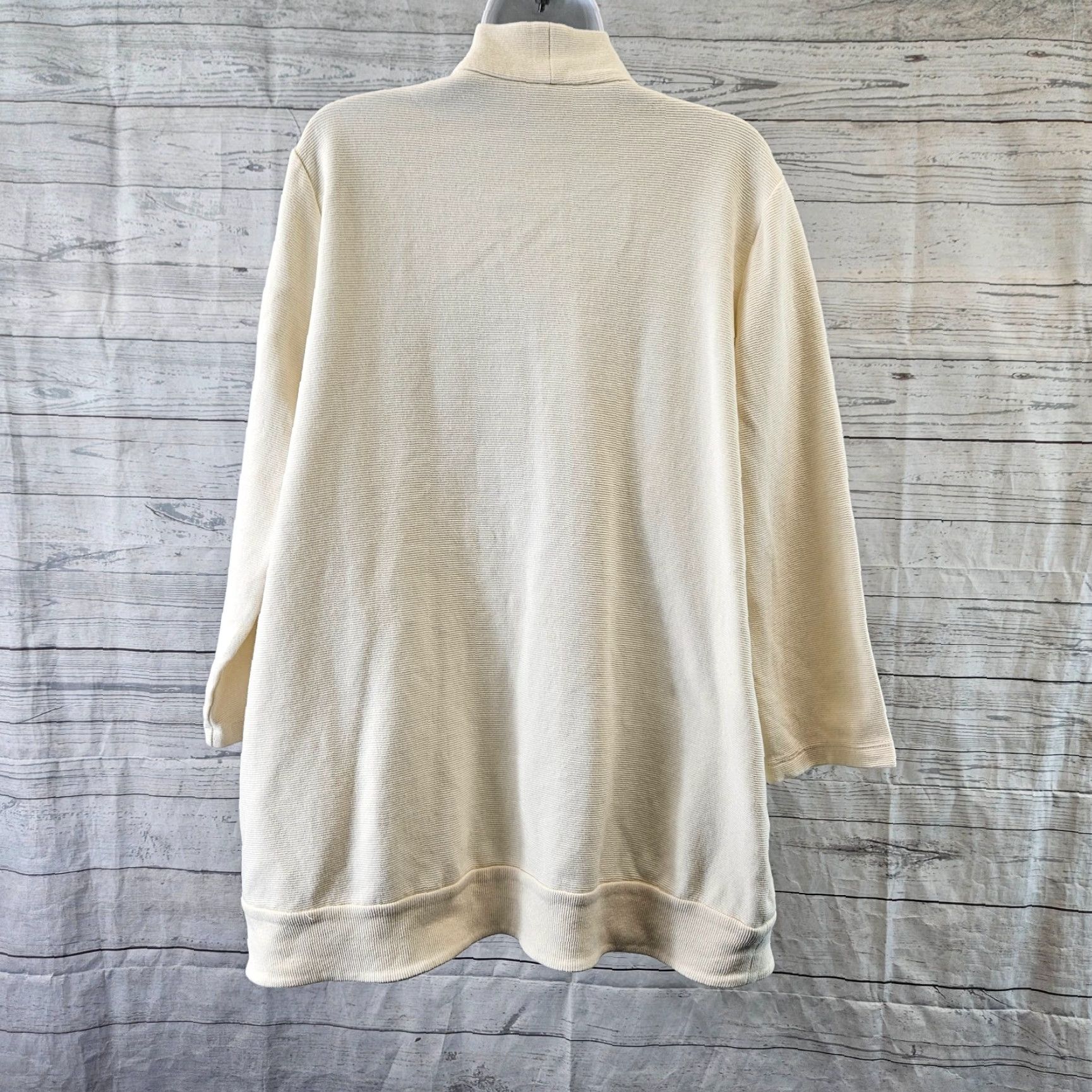 Eileen Fisher Eileen Fisher Womens Open Front Cardigan Sz Medium Cream Organic Cotton Ribbed Size M / US 6-8 / IT 42-44 - 4 Thumbnail
