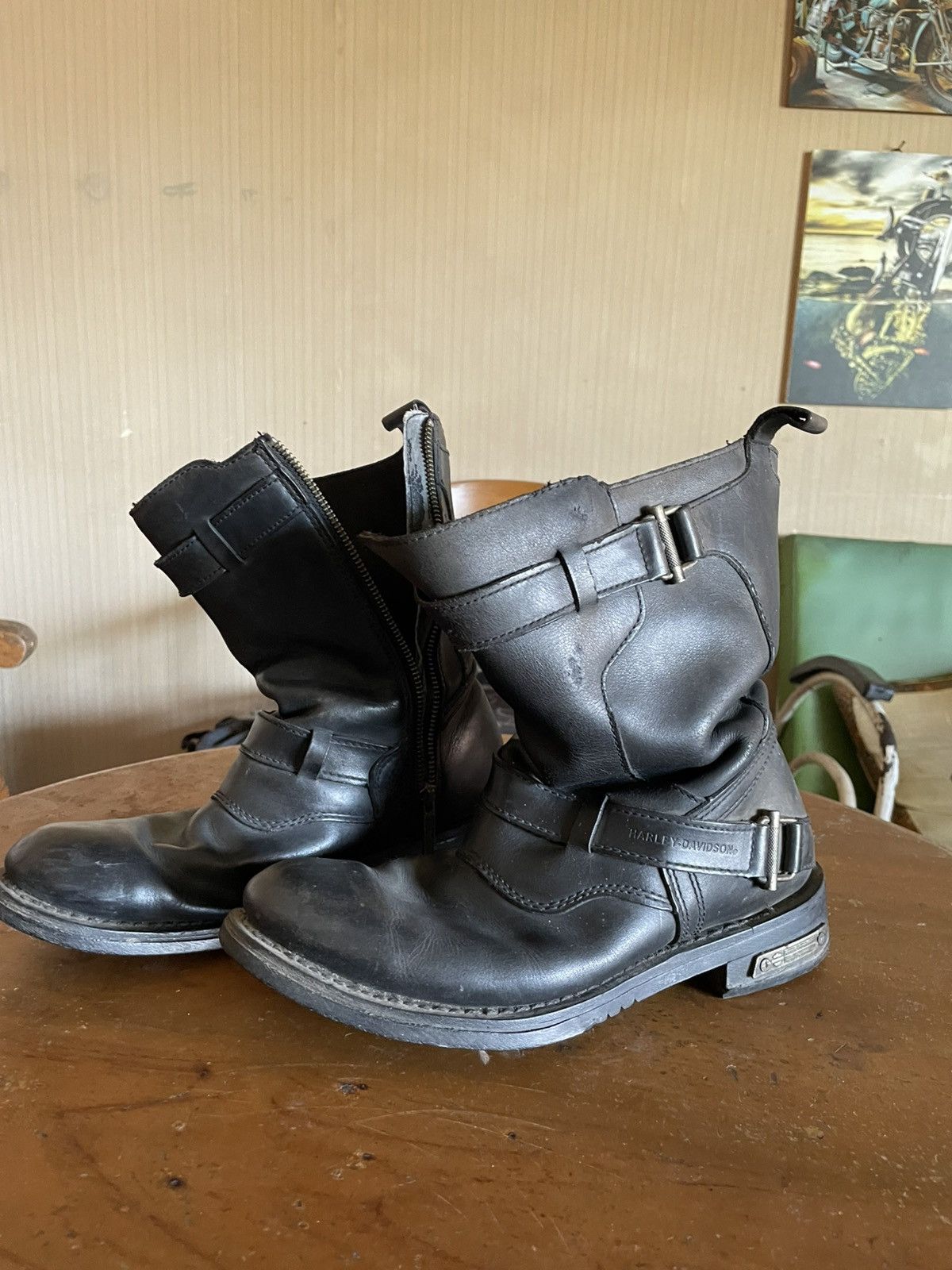 Harley Davidson × Leather × Vintage Harley Davidson Leather Upper Balance motor cycles Size US 8 / EU 41 - 1 Thumbnail