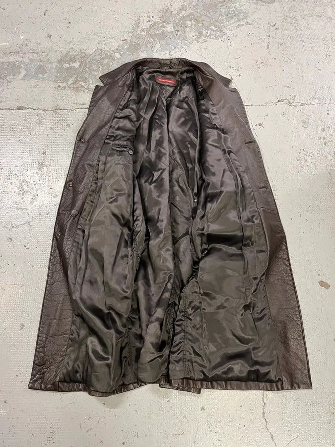 Emporio Armani 1990s Emporio Armani Dark Brown Leather Trench Coat Size US M / EU 48-50 / 2 - 8 Thumbnail