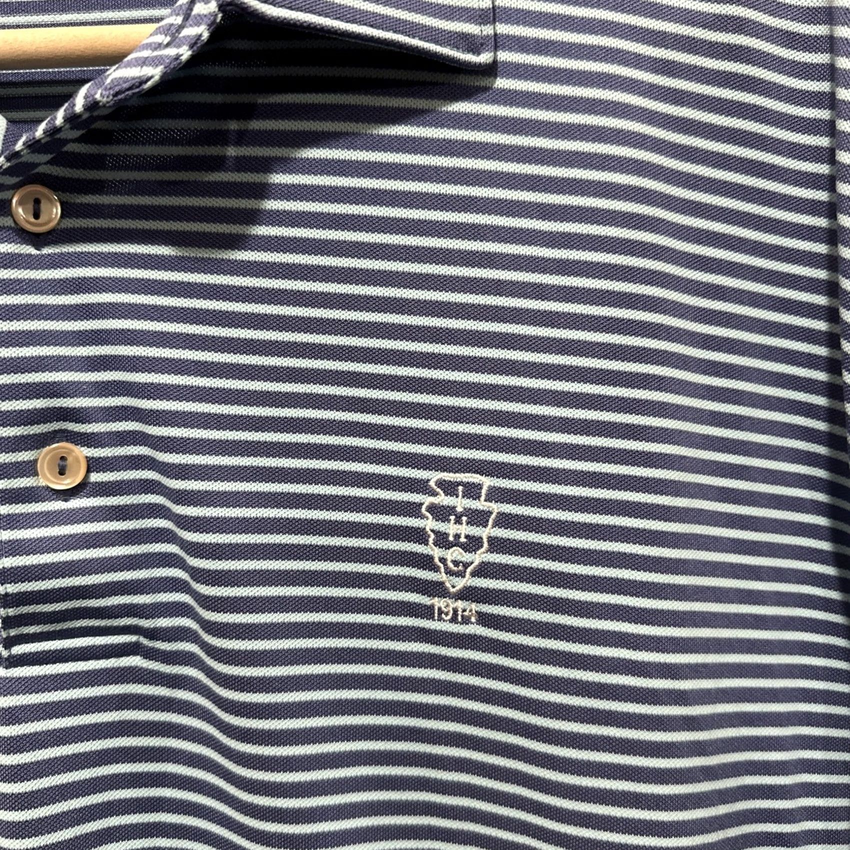 Peter Millar Peter Millar Summer Comfort Golf Polo Shirt Men's XL Embroidered IHG 1914 Blue Striped Polo Shirt Size US XL / EU 56 / 4 - 7 Thumbnail