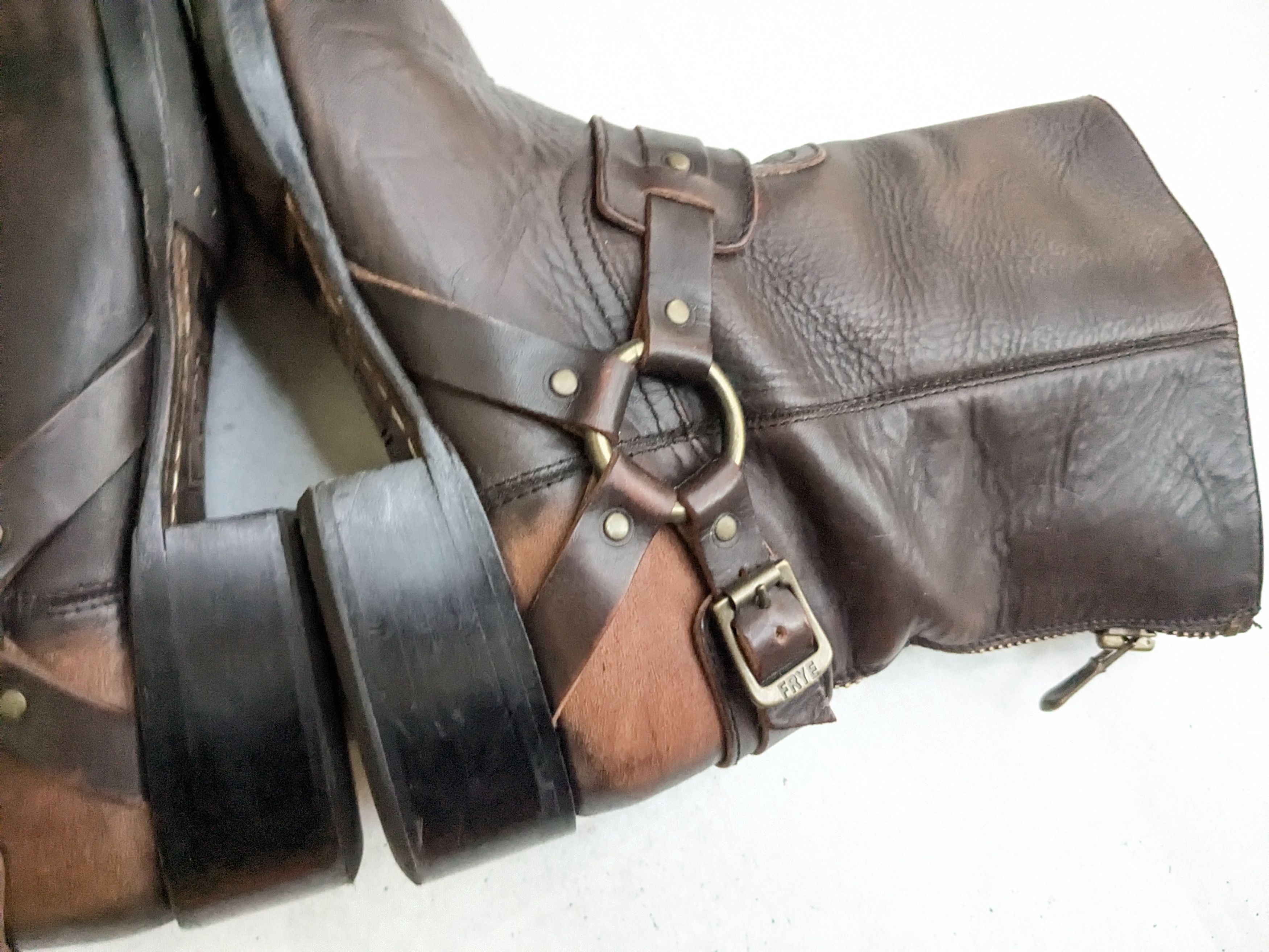 Frye Frye Harness Boots Brown 11.5 Leather Buckle Back Zip Size US 11.5 / EU 44-45 - 10 Thumbnail