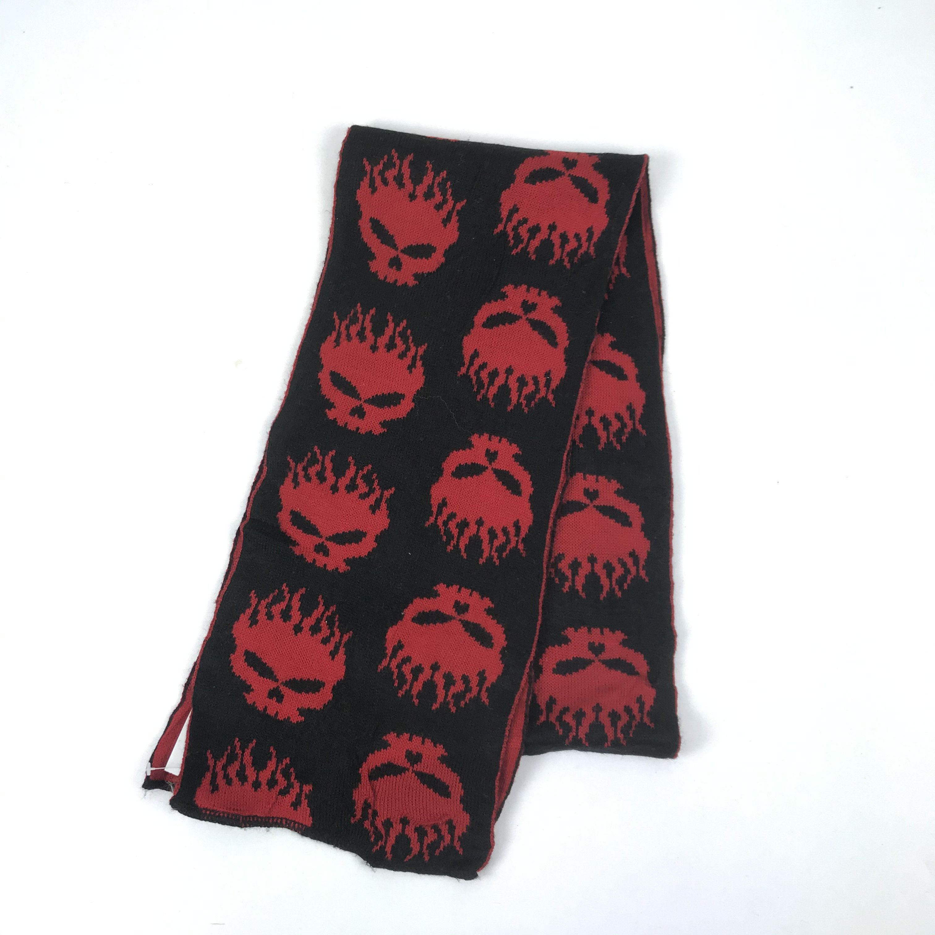 Japanese Brand Vintage Fire Skull Scarf Muffler Wool Cashmere Scarves . Size ONE SIZE - 3 Thumbnail