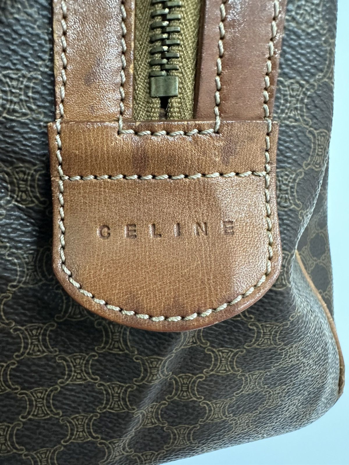Celine × Vintage Céline Brown Macadam Coated Canvas Boston Bag Size ONE SIZE - 12 Thumbnail