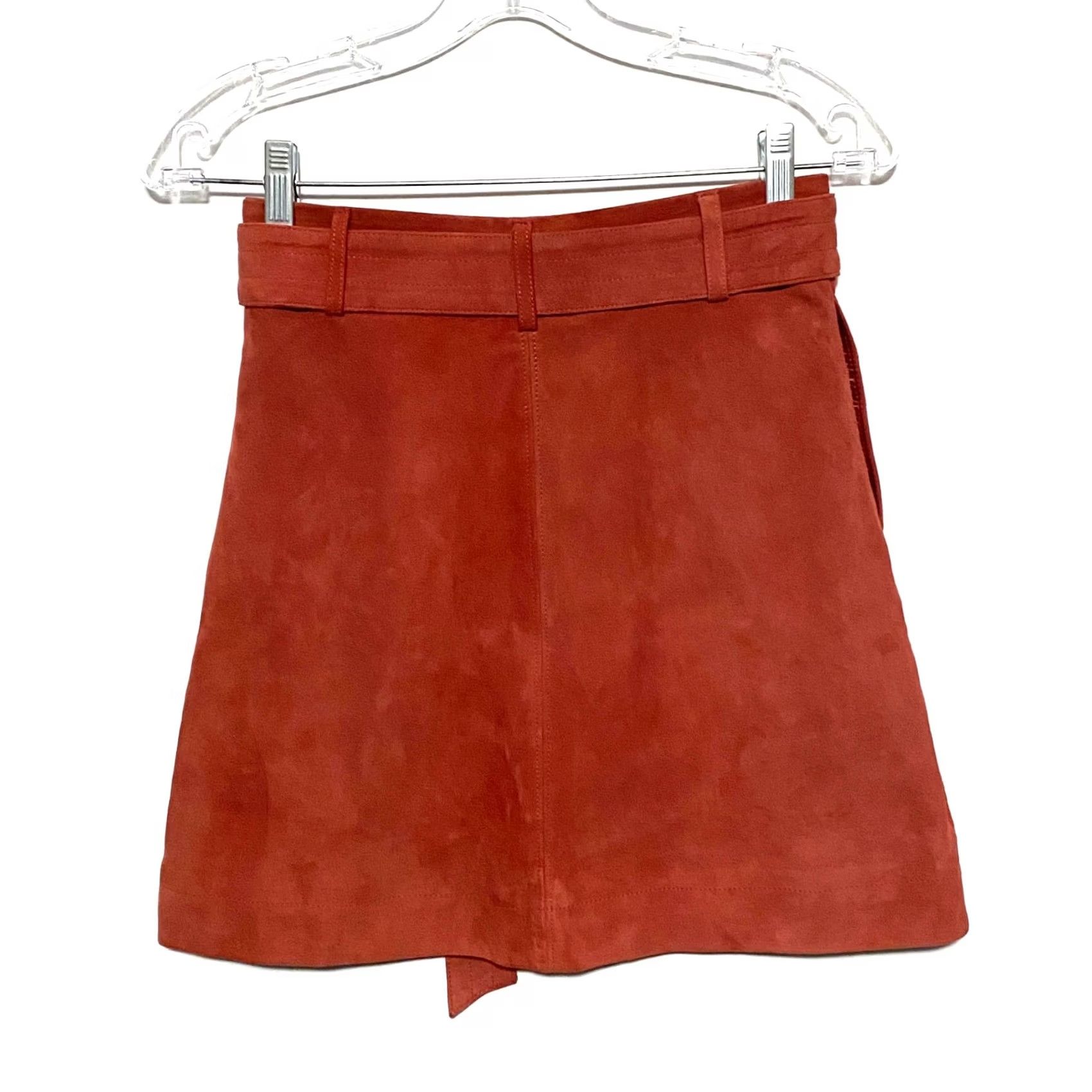 Joie Joie Button Front Mini A Line Skirt Neida Lamb Leather Suede Belted Womens 0 Multicolor Belted A-Line Skirt 0 Womens Size 25" / US 0 / IT 36 - 4 Thumbnail