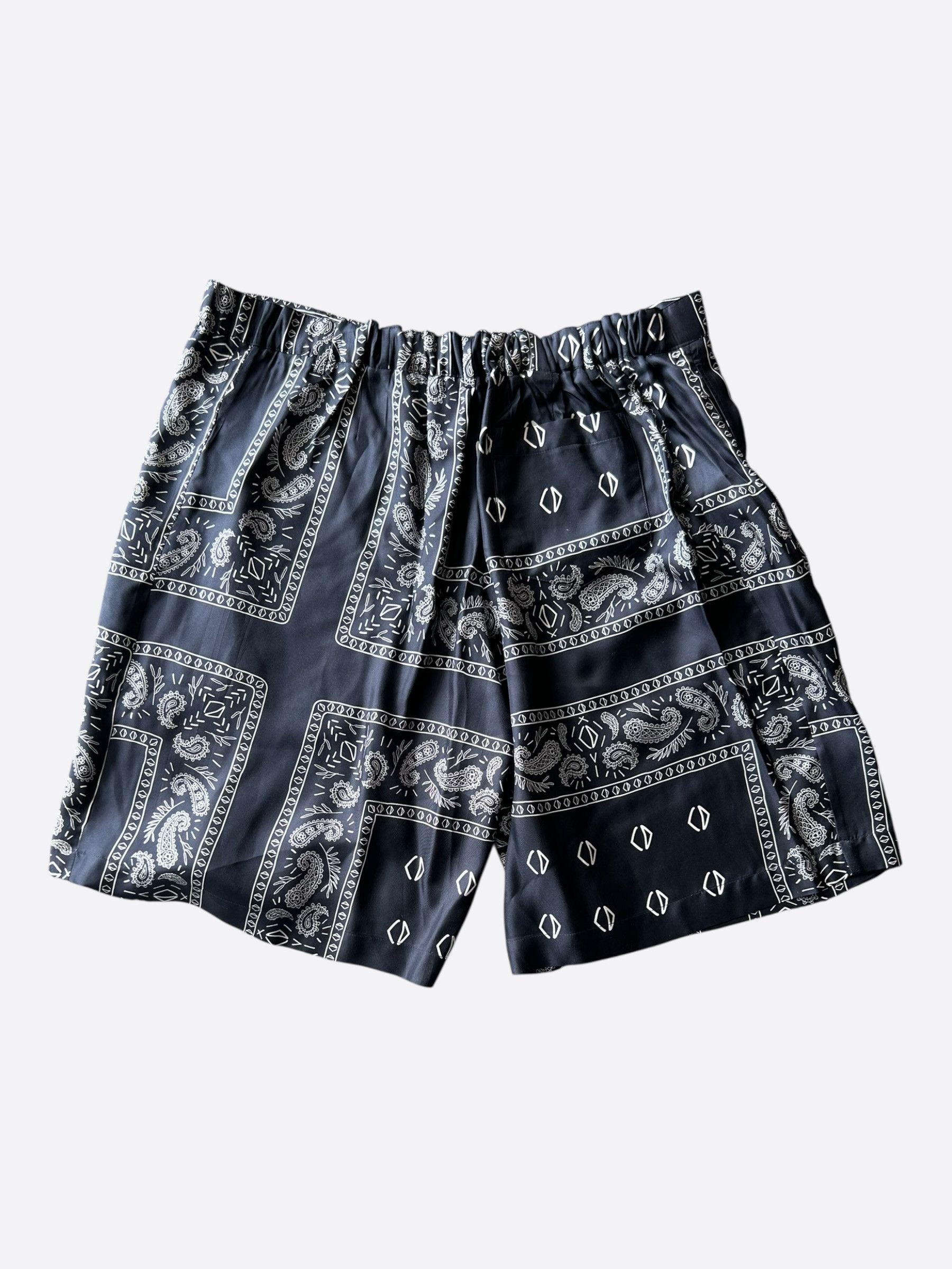 Dior Cactus Jack Navy & White Diamond Bandana Print Silk Shorts Size US 38 / EU 54 - 2 Thumbnail