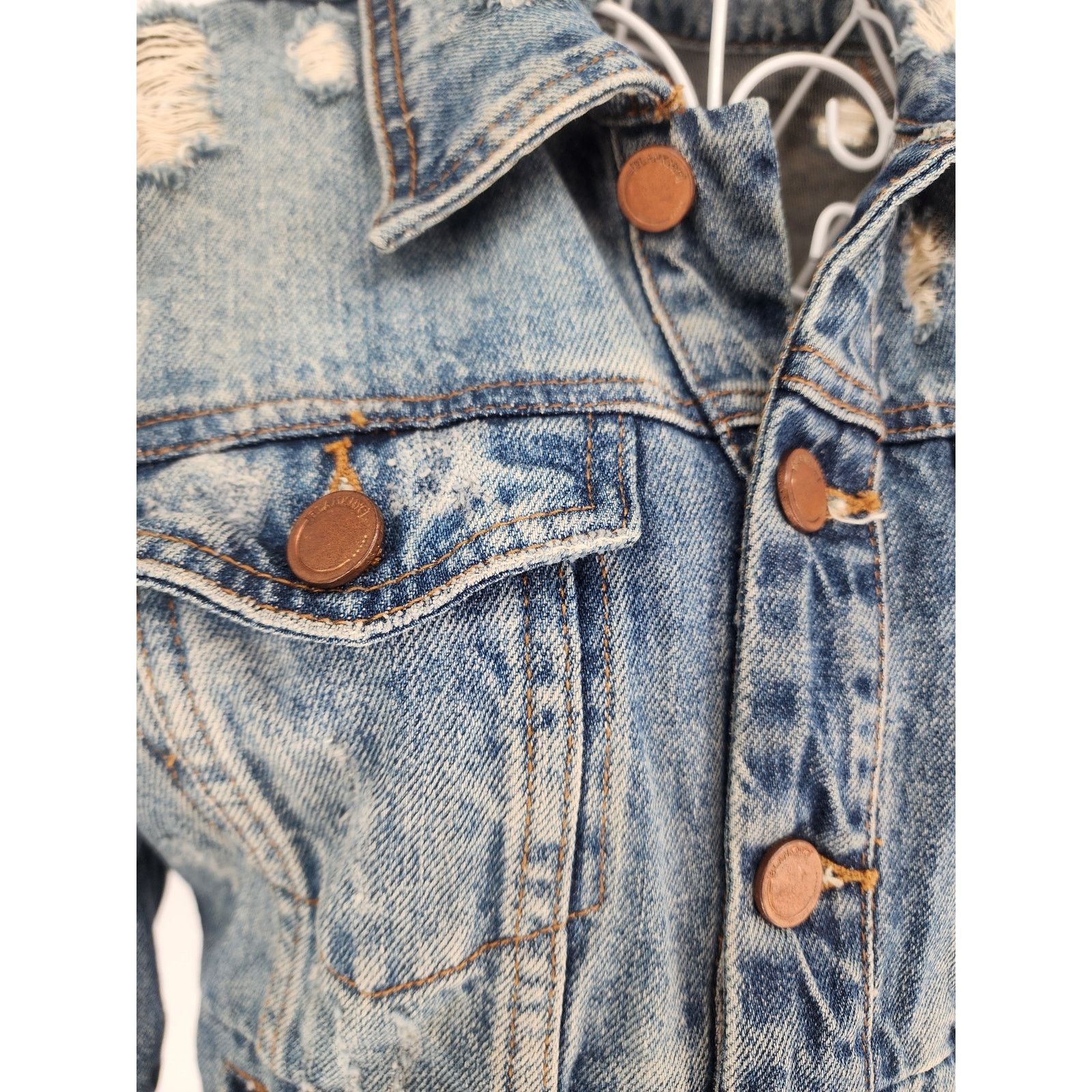 BLANKNYC Blank NYC Distressed Denim Jacket - Women's Size XS Size XS / US 0-2 / IT 36-38 - 4 Thumbnail