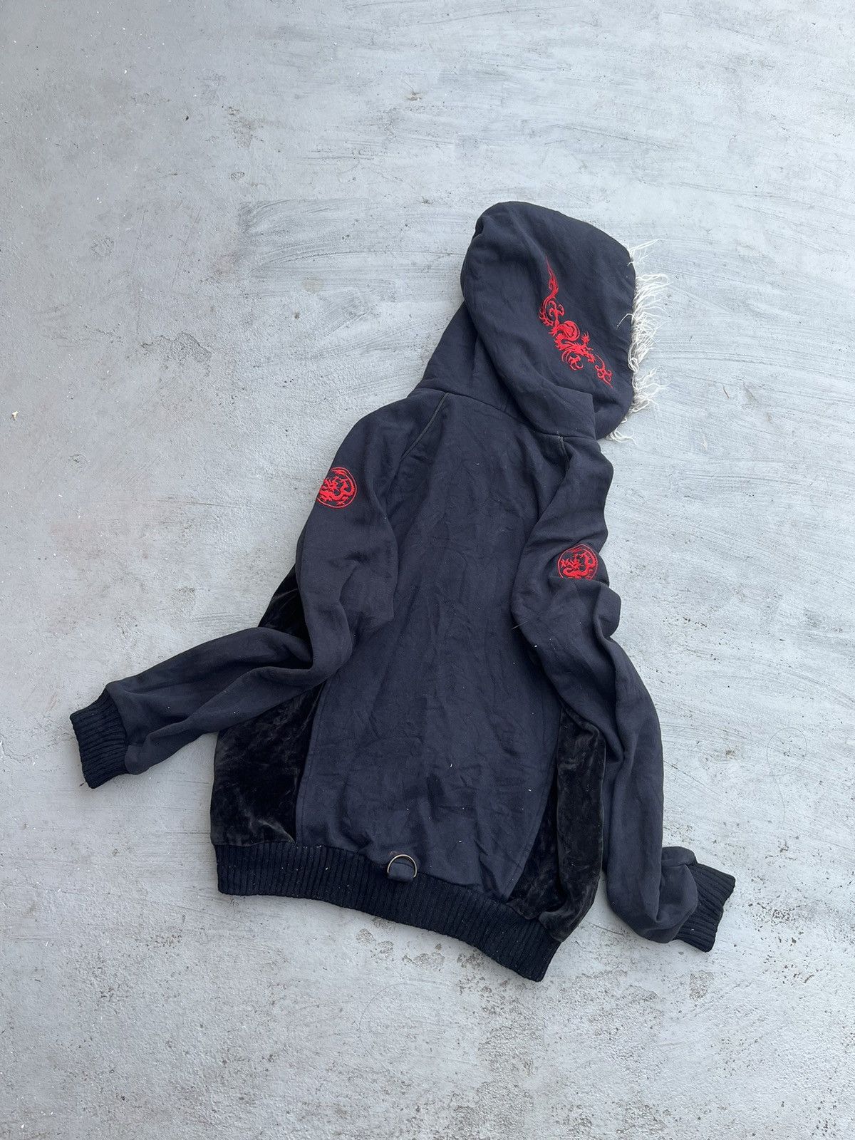 JAPANESE FUR POEM DRAGON HOODIE LGB PUNK Y2K KMRII