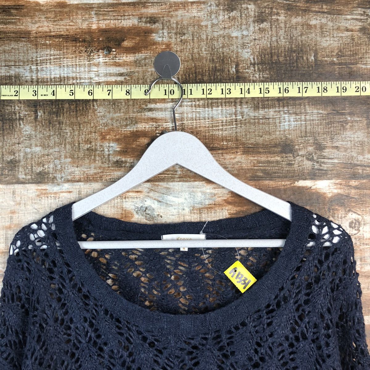 Homespun Knitwear × Japanese Brand × Vintage Grove Dark Blue crochet meshnet vintage Knitwear #A1331 Size S / US 4 / IT 40 - 4 Thumbnail