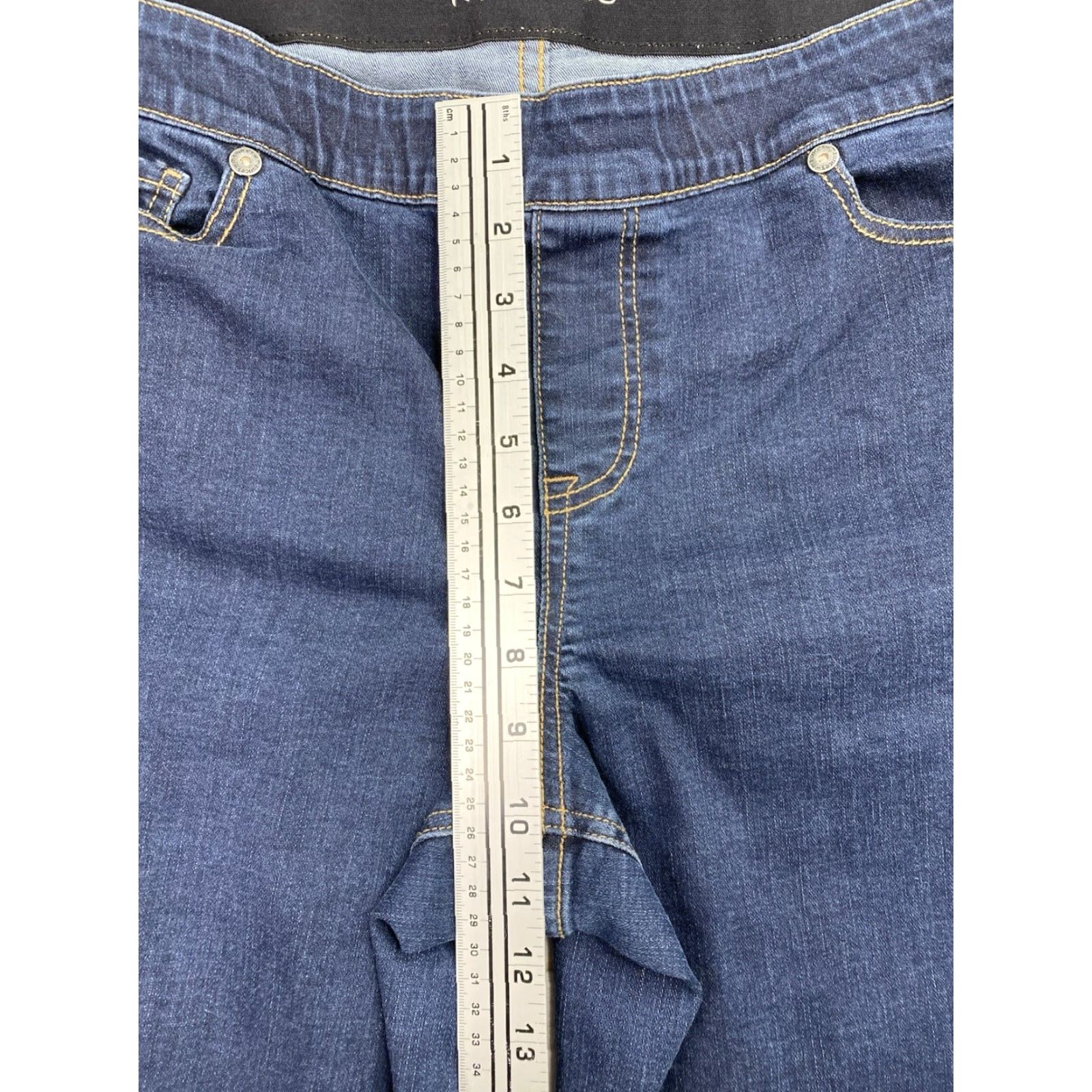 Vintage Maurices Jeans Womens 16 Reg Dark Wash Bootcut Stretch Denim Mid Rise Cotton Blend Blue 5-Pocket 31.5in Inseam Size 38" / US 16 / IT 52 - 5 Thumbnail