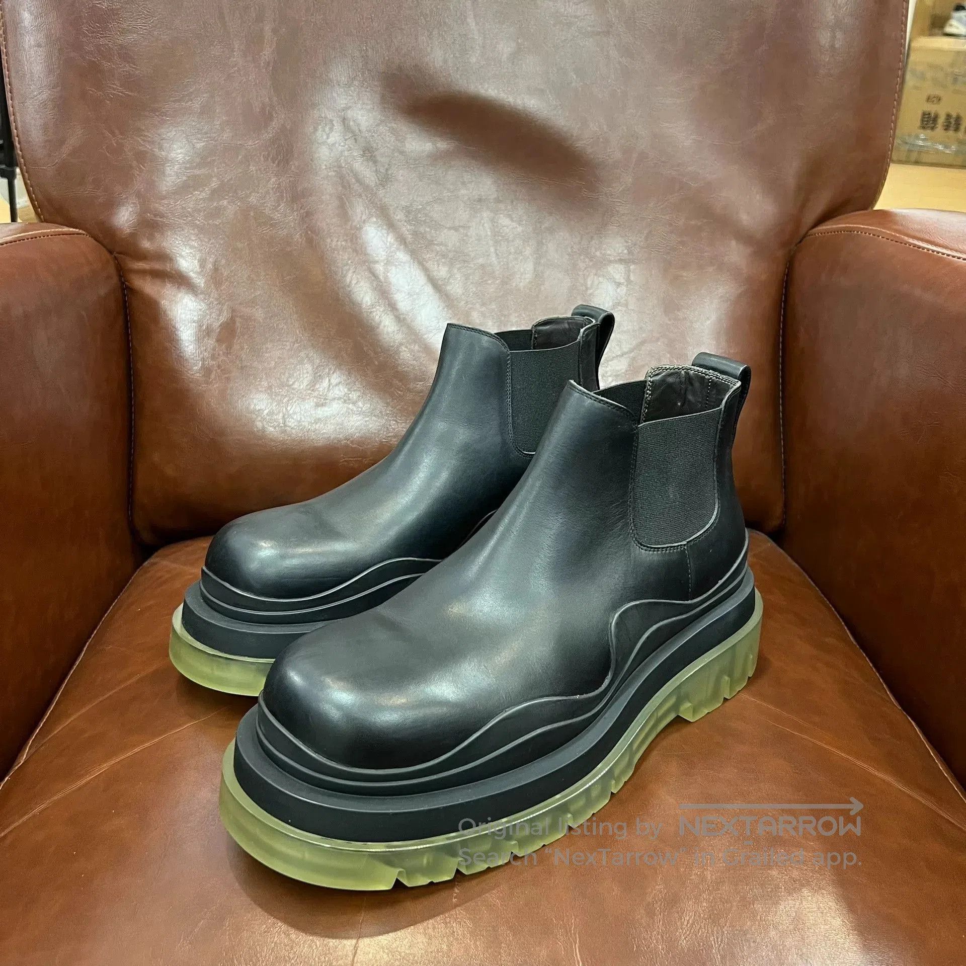 Bottega Veneta BV Black Green Jelly Sole Low Boots. Size US 9.5 / EU 42-43 - 1 Thumbnail