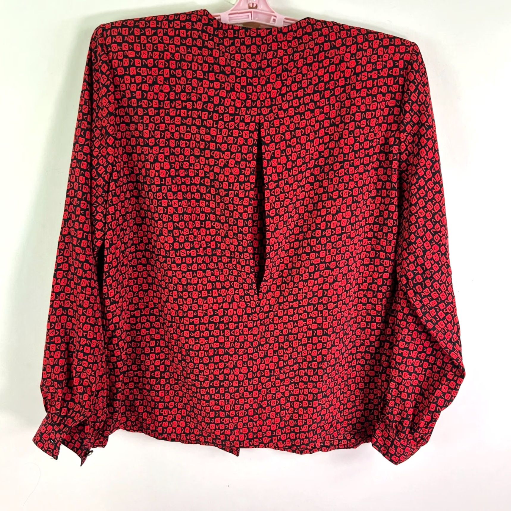 Vintage VINTAGE Diversity Blouse Shirt 16P Red Balloon Sleeve Shoulder Pads Geometric 80s Designer Womens Size XXL / US 16-18 / IT 52-54 - 6 Thumbnail
