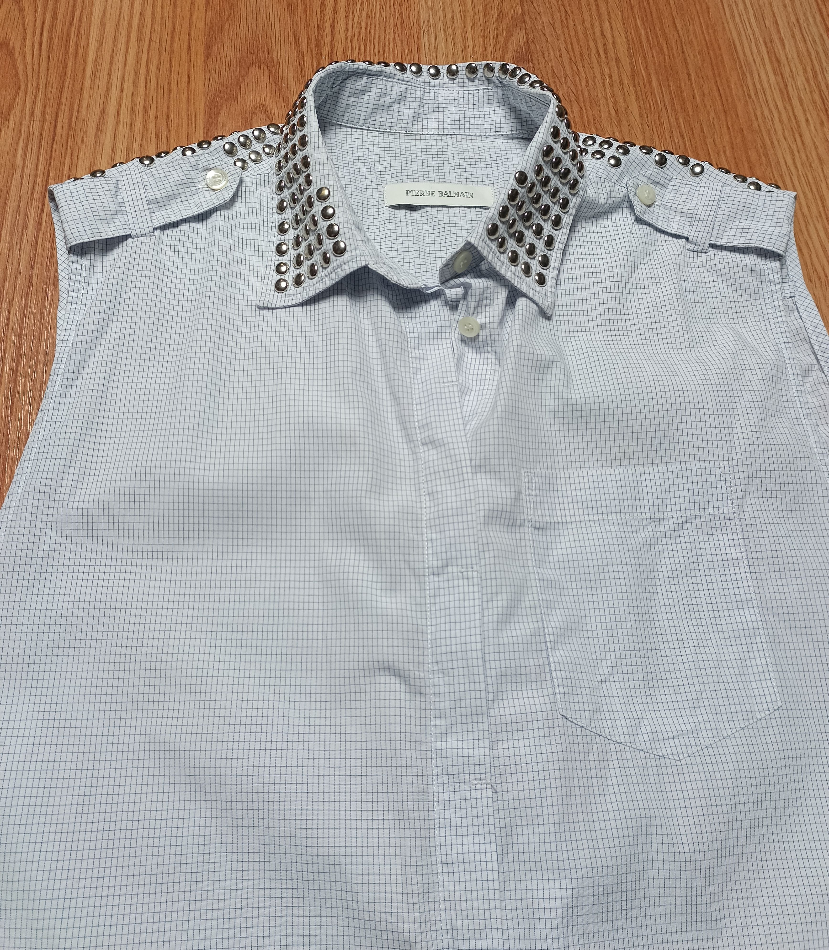 Pierre Balmain PIERRE BALMAIN Sleeveless Cotton Metal Studded Shirt IT 40 Size S / US 4 / IT 40 - 9 Thumbnail