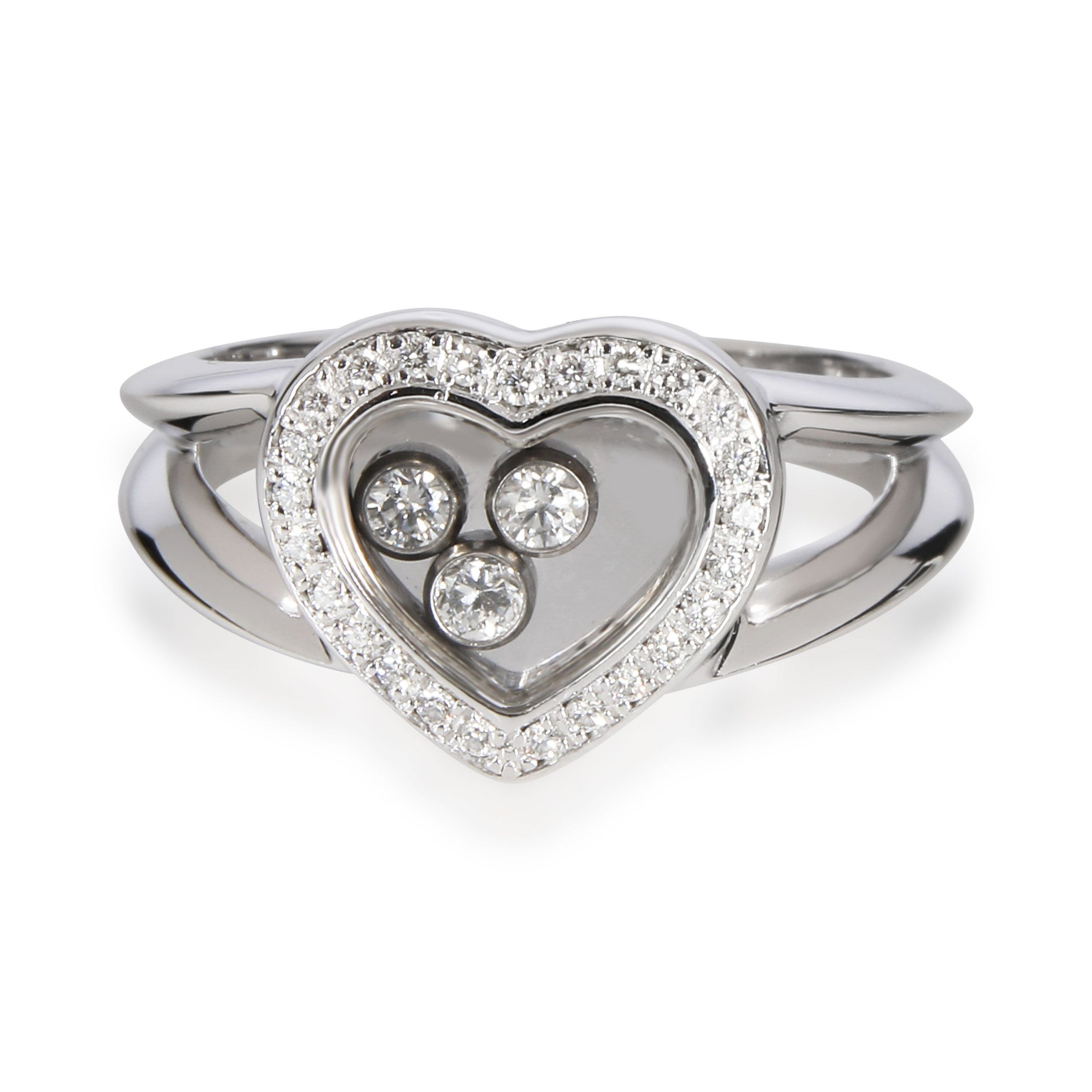 image of Chopard Happy Hearts Diamond Ring In 18K White Gold 0.28 Ctw, Women's