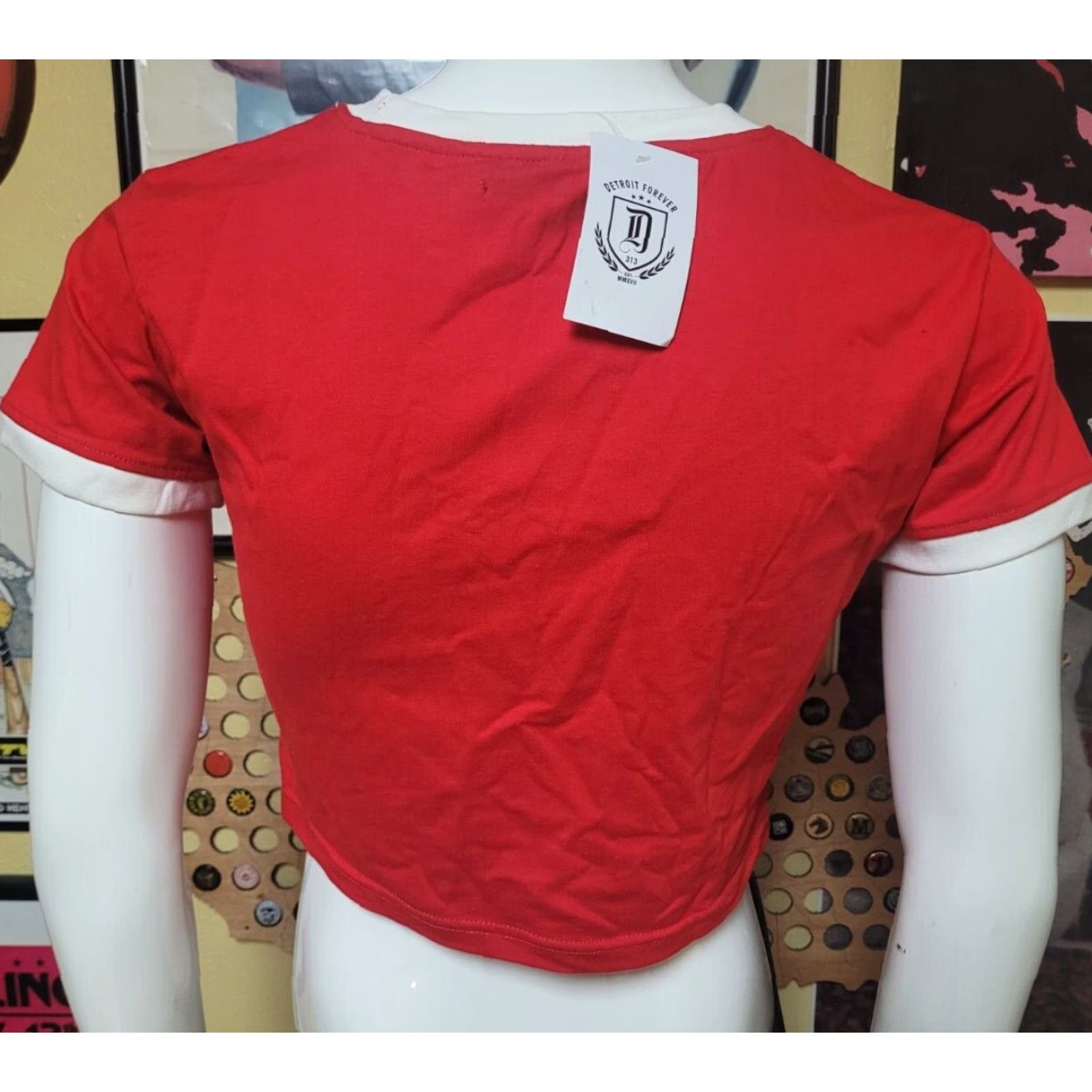 Forever 21 Womens Jrs Medium Detroit Forever 313 Cropped Ringer T Shirt NEW NWT Shirt Red Crew Neck Short Sleeve City Hip Hop 313 Mens Womens? Size M / US 6-8 / IT 42-44 - 3 Thumbnail