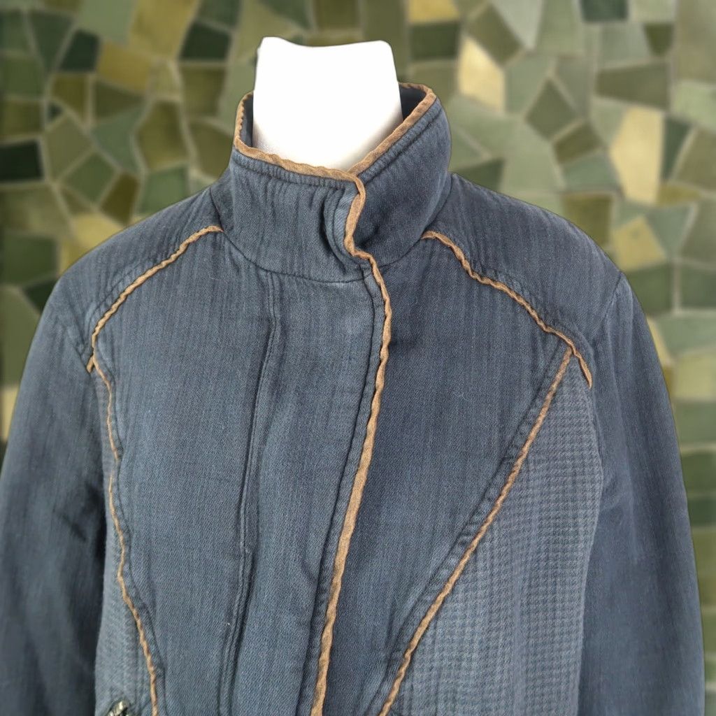 Free People Free People Jacket Motorcycle Navy Blue Twill Zip Short Long Sleeve Casual Womens M Size M / US 6-8 / IT 42-44 - 1 Thumbnail