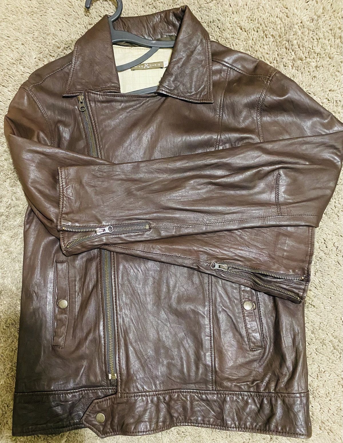 Allsaints Mike & Chris Dark Brown Soft Leather Jacket