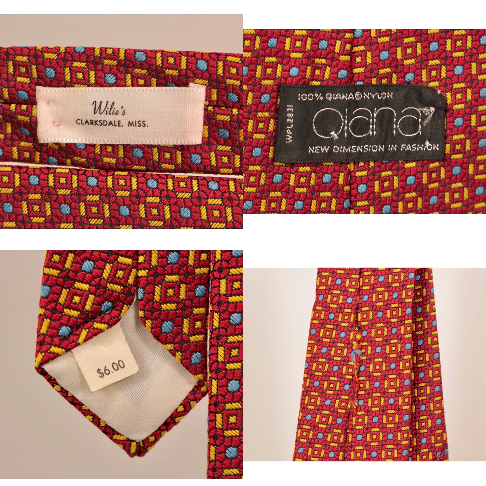 Vintage VINTAGE Quiana NYLON 70s Tie Mens Neck Tie Red Abstract 70s Size ONE SIZE - 8 Thumbnail