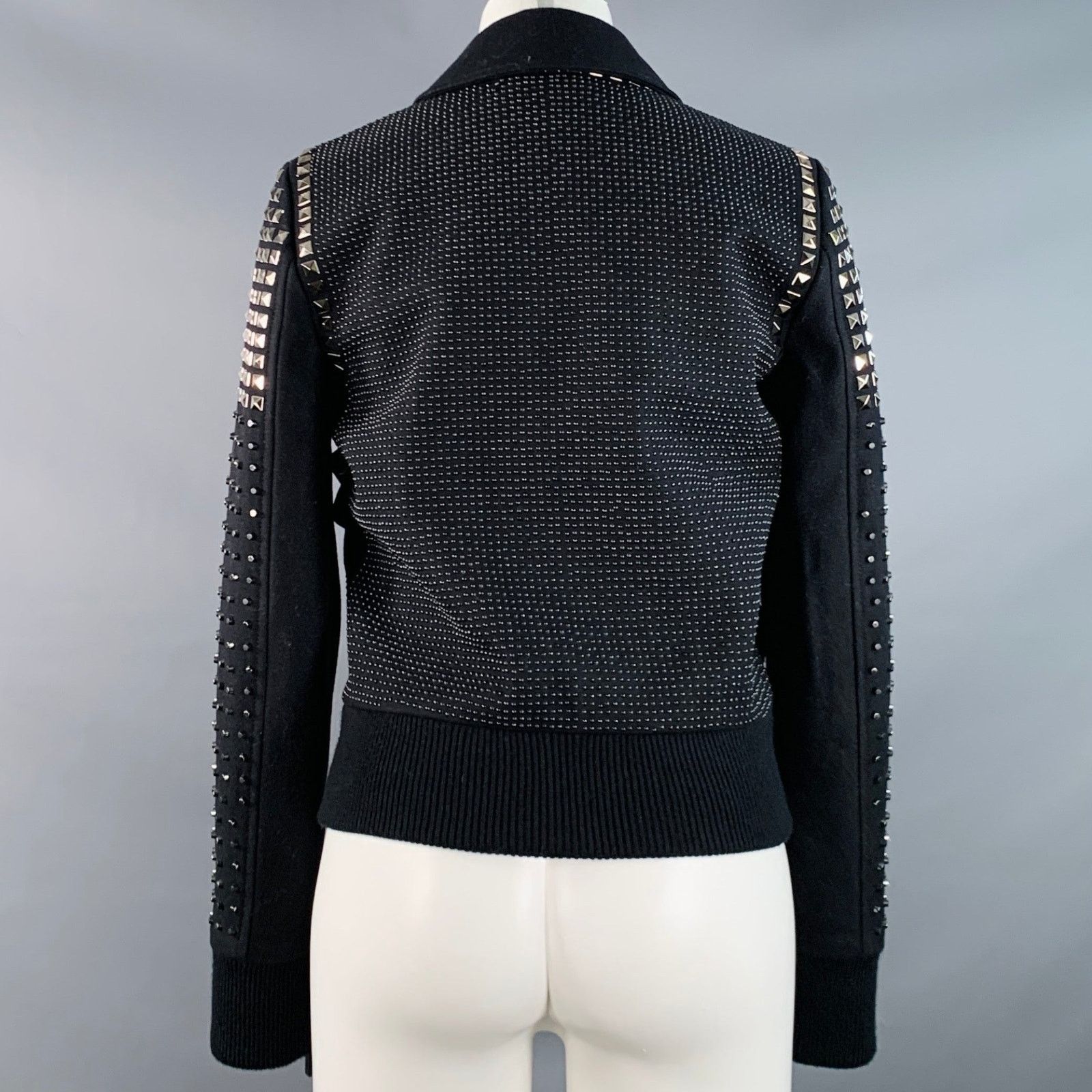 Michael Kors MICHAEL by MICHAEL KORS Black Wool Studded Cropped Jacket Size US S / EU 44-46 / 1 - 4 Thumbnail
