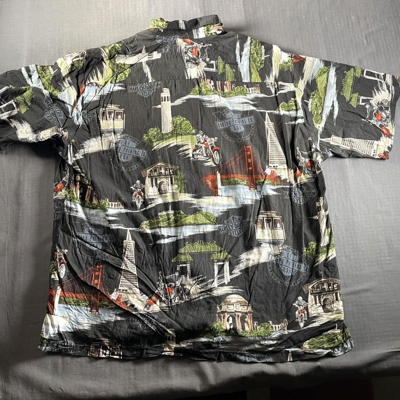 Harley Davidson Harley-Davidson Shirt Mens 2XL Black San Francisco Hawaiian Aloha Viscose USA Shirt Size US XXL / EU 58 / 5 - 7 Thumbnail