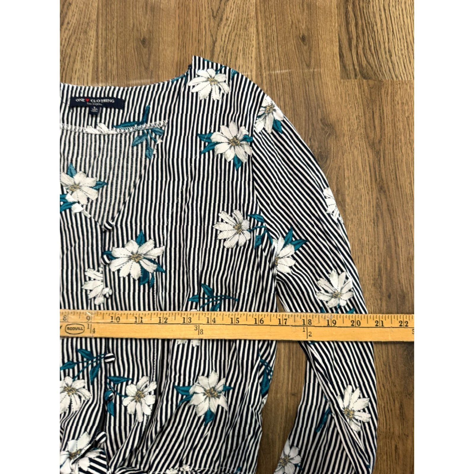Acme Clothing One Clothings Shirt Womens Large Black White Blue Yellow Striped Size L / US 10 / IT 46 - 6 Thumbnail