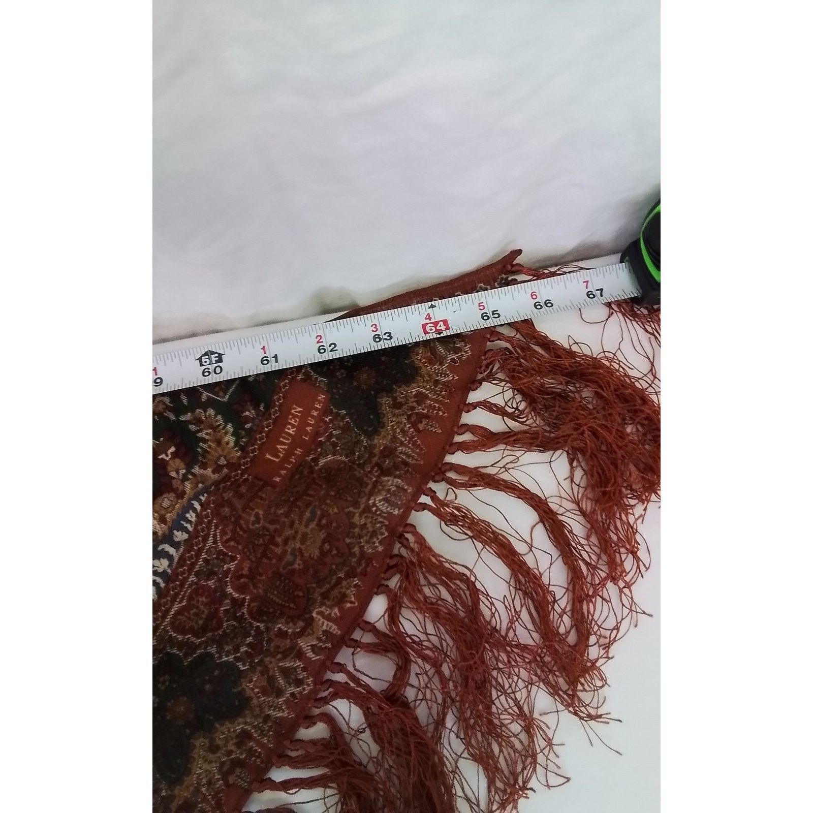 Ralph Lauren Ralph Lauren Wool Shawl Orange/Red Paisley Tassels VTG 90s Size ONE SIZE - 10 Thumbnail