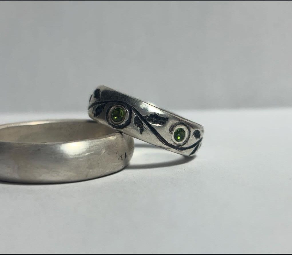 Handmade Size 7 1/4 engraved 3mm peridot ring Size ONE SIZE - 4 Thumbnail