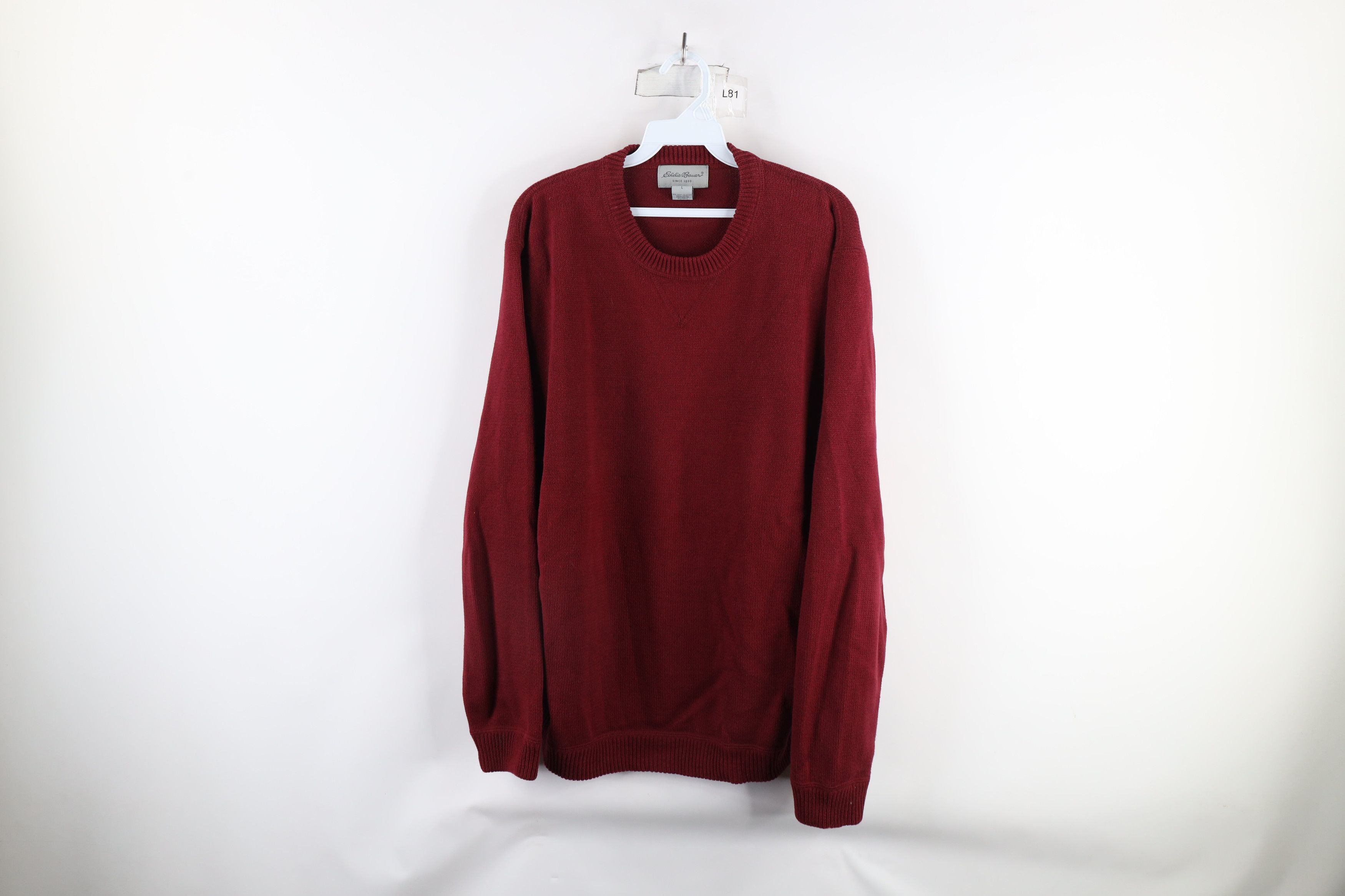 Eddie Bauer × Vintage Vintage 90s Eddie Bauer Cotton Knit Crewneck Sweater Red Size US L / EU 52-54 / 3 - 1 Thumbnail