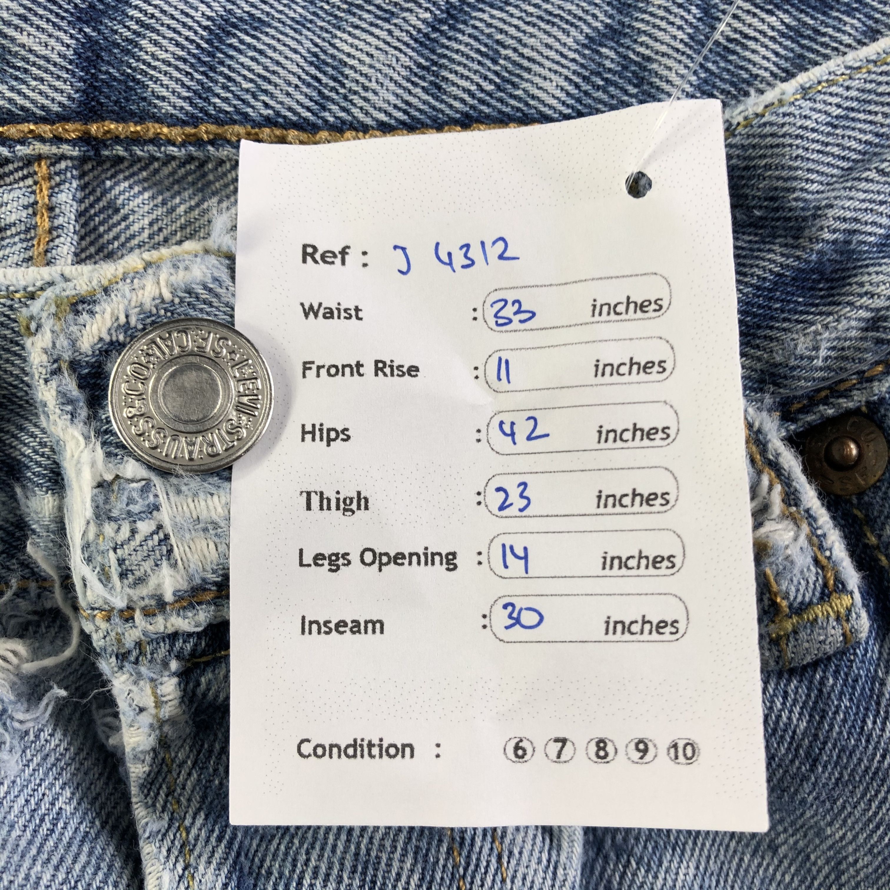 Levi's Vintage Blue Wash Levis 501 Jeans-J4312 Size US 33 - 13 Thumbnail