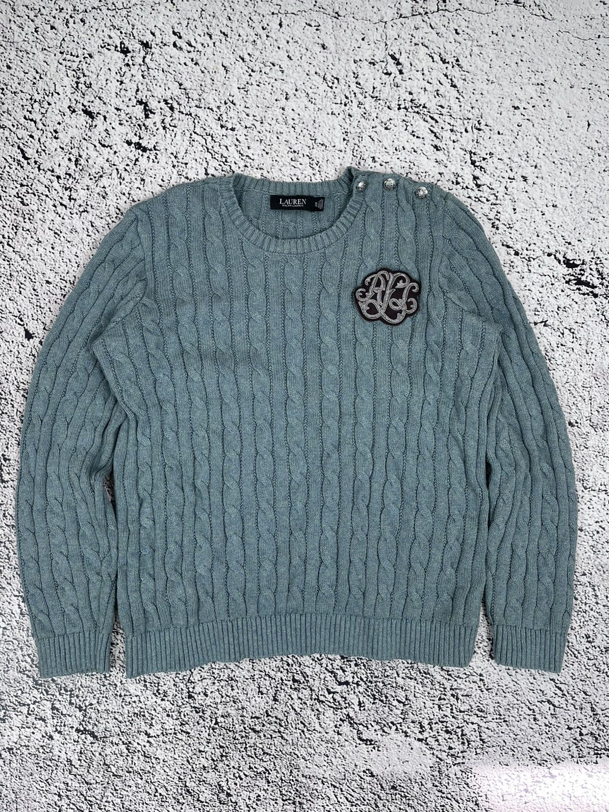 Ralph Lauren Black Label Vintage Y2K Ralph Lauren Black Tag Cable Knit Logo Sweater Size XL / US 12-14 / IT 48-50 - 1 Thumbnail