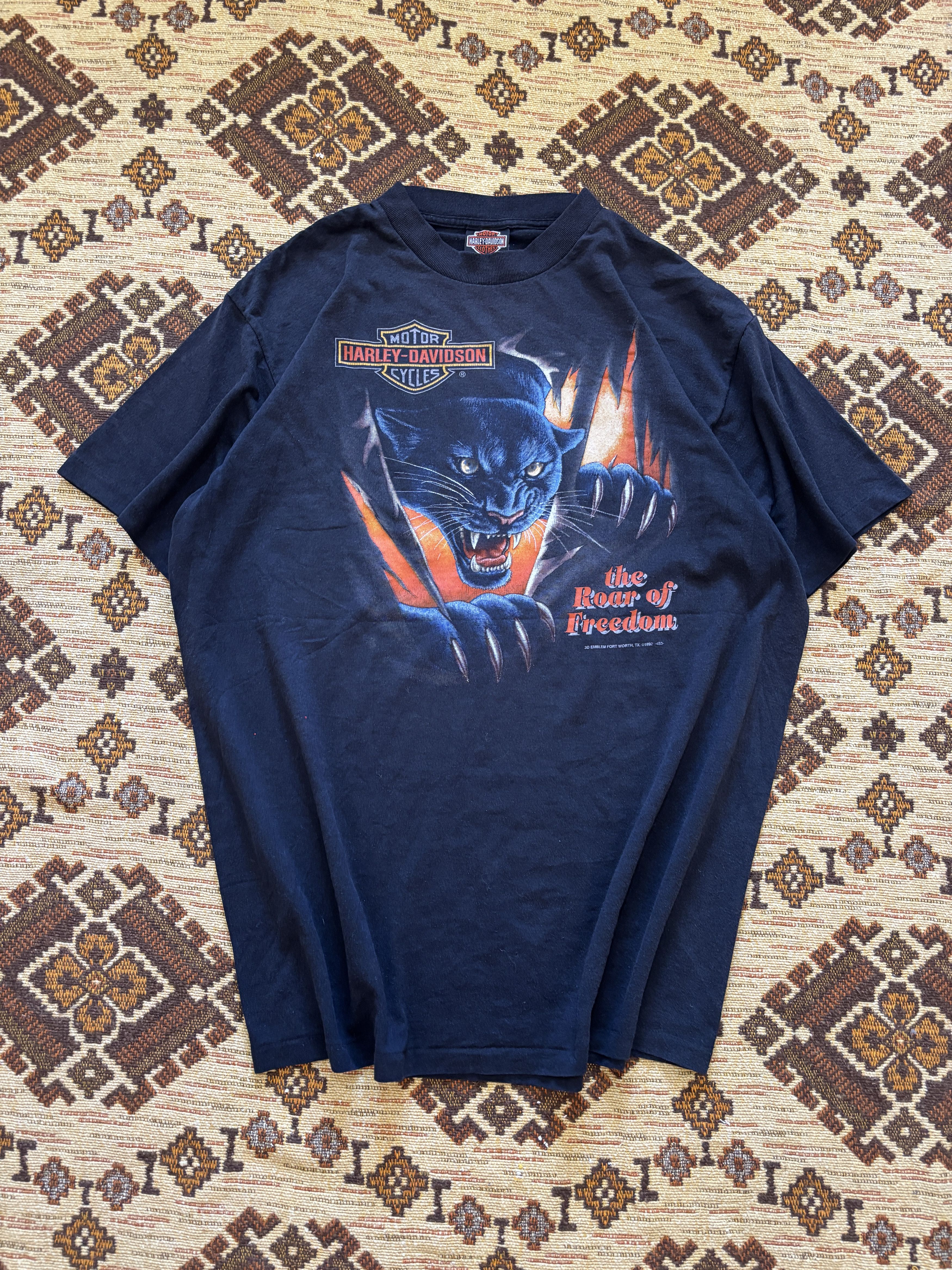 Harley Davidson 1992 Harley Davidson 3D Emblem Panther SingleStitch T-Shirt Size US XL / EU 56 / 4 - 1 Thumbnail