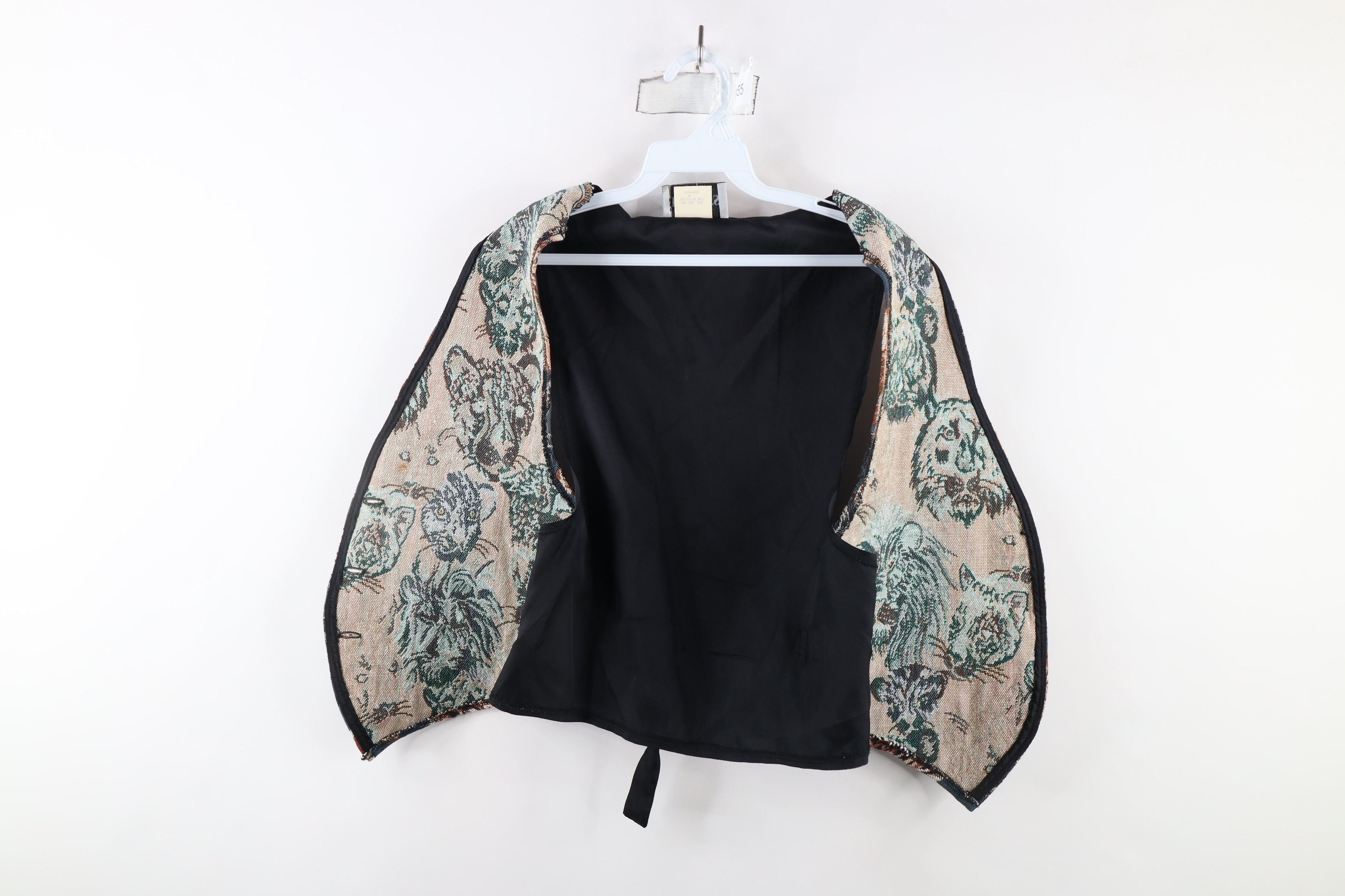 Vintage Vintage 90s Streetwear Needlepoint Big Cat Tie Back Vest USA Size M / US 6-8 / IT 42-44 - 9 Thumbnail
