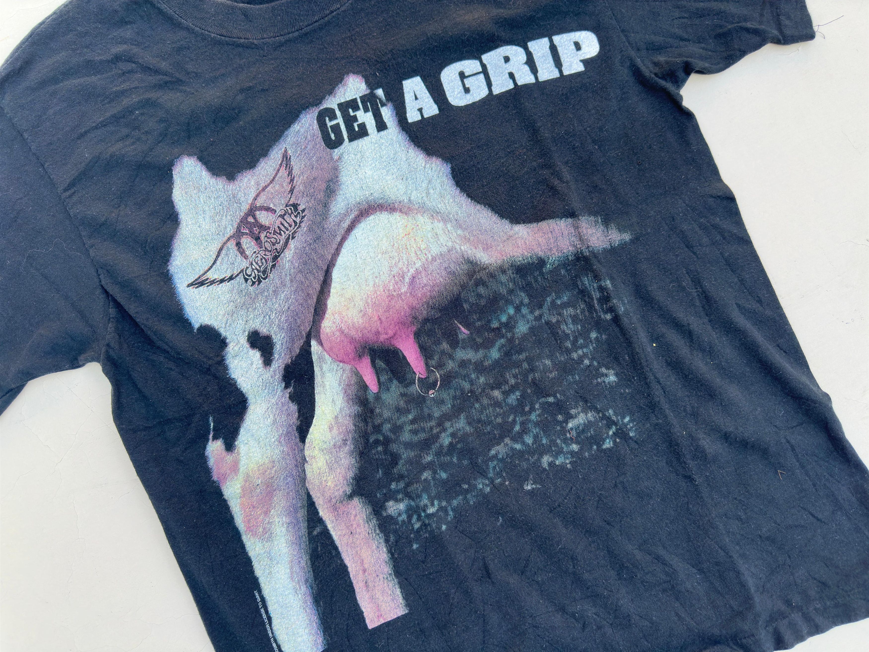 Giant Vintage 1993 Aerosmith " Get a Grip " Concert T shirt Size US L / EU 52-54 / 3 - 2 Thumbnail