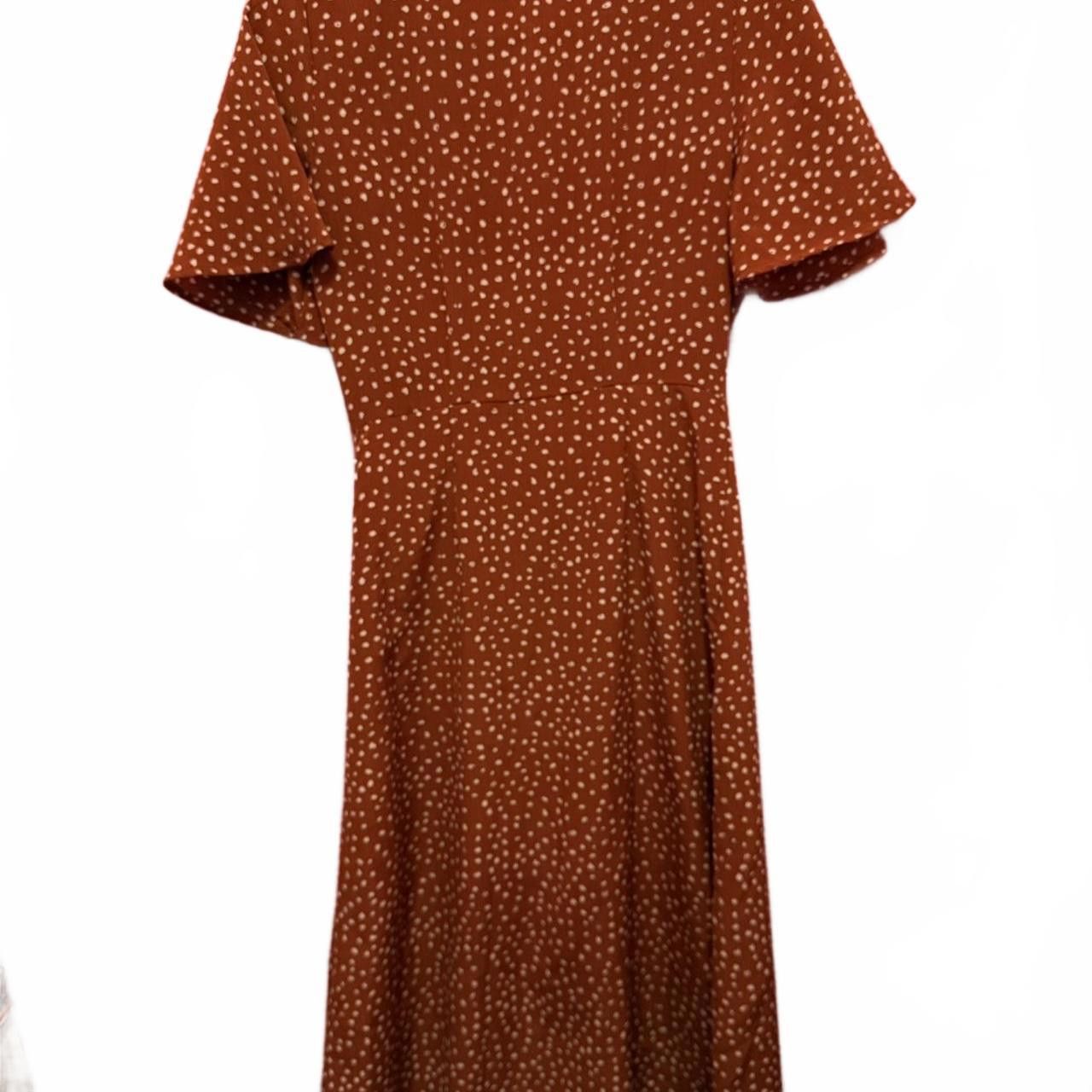 Designer Elegant Brown Polka Dot Dress Size S / US 4 / IT 40 - 2 Thumbnail
