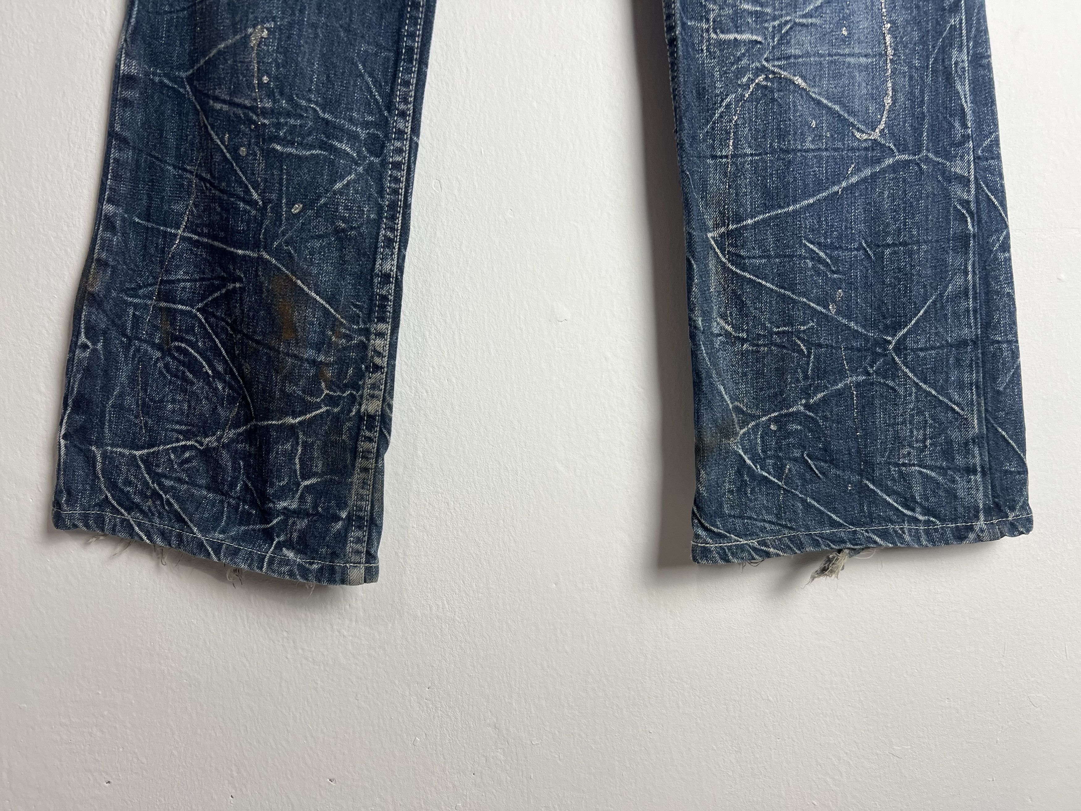 Japanese Brand Nylaus Distressed Denim Paint Splatter Wing Prints Size US 33 - 5 Thumbnail
