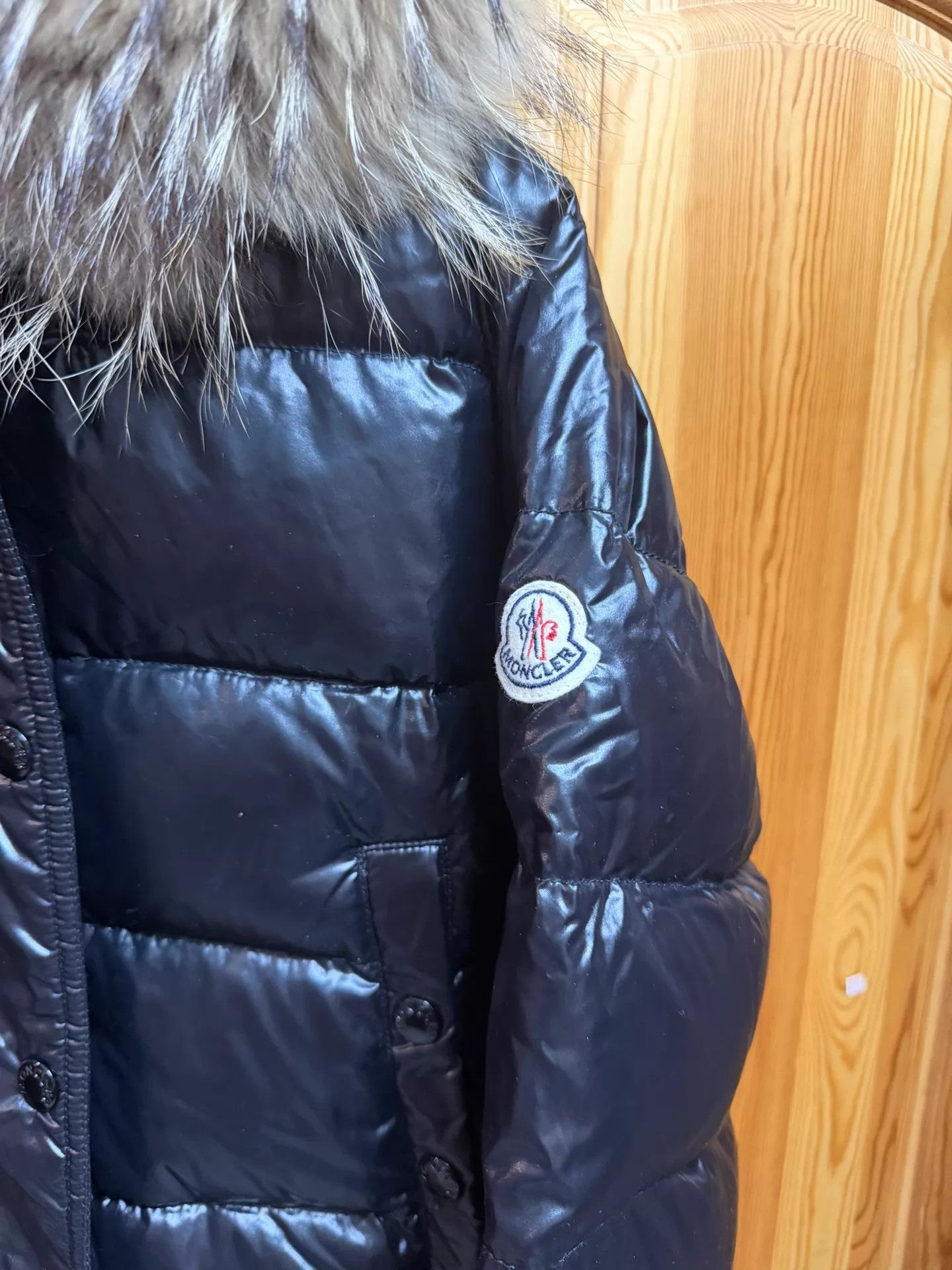 Moncler Moncler Alpin Black Shiny Down Jacket with fur collar Size 3 Size L / US 10 / IT 46 - 2 Thumbnail